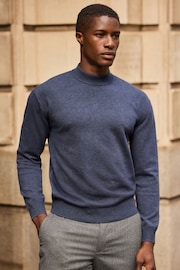 Blue Plain Soft Touch Regular Fit Premium Knitted Crew Jumper - Image 3 of 7