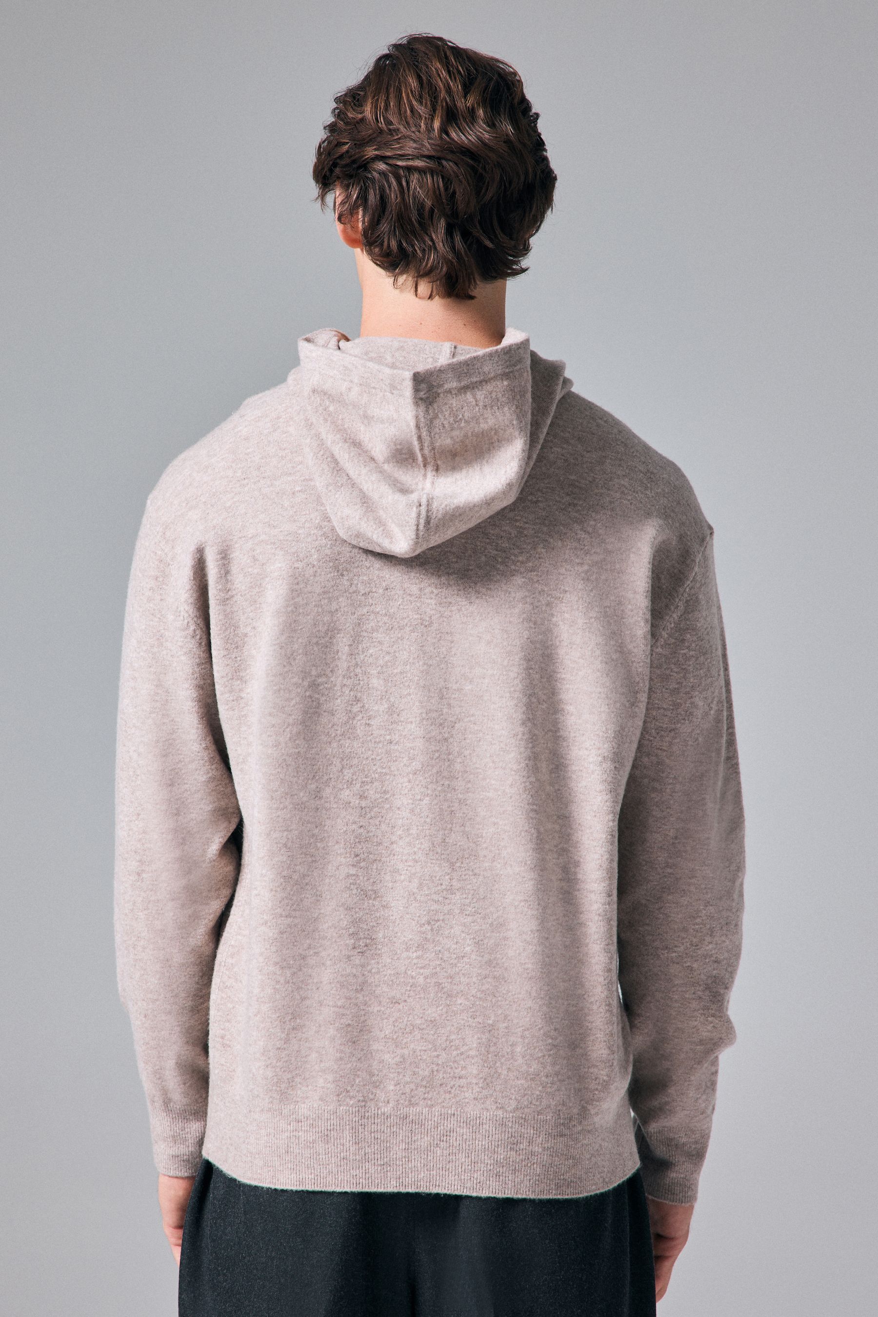 Buy Neutral Regular Fit Knit Hoodie with Wool from the Next UK online shop