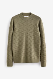 Green Texture Regular Fit Soft Touch Premium Knitted Crew Jumper - Image 6 of 7