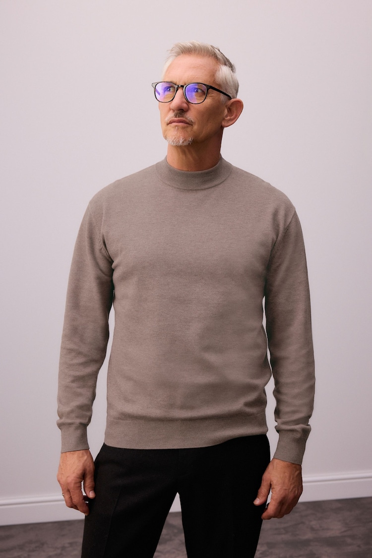 Dark Stone Plain Regular Fit Soft Touch Premium Knitted Crew Jumper - Image 2 of 6