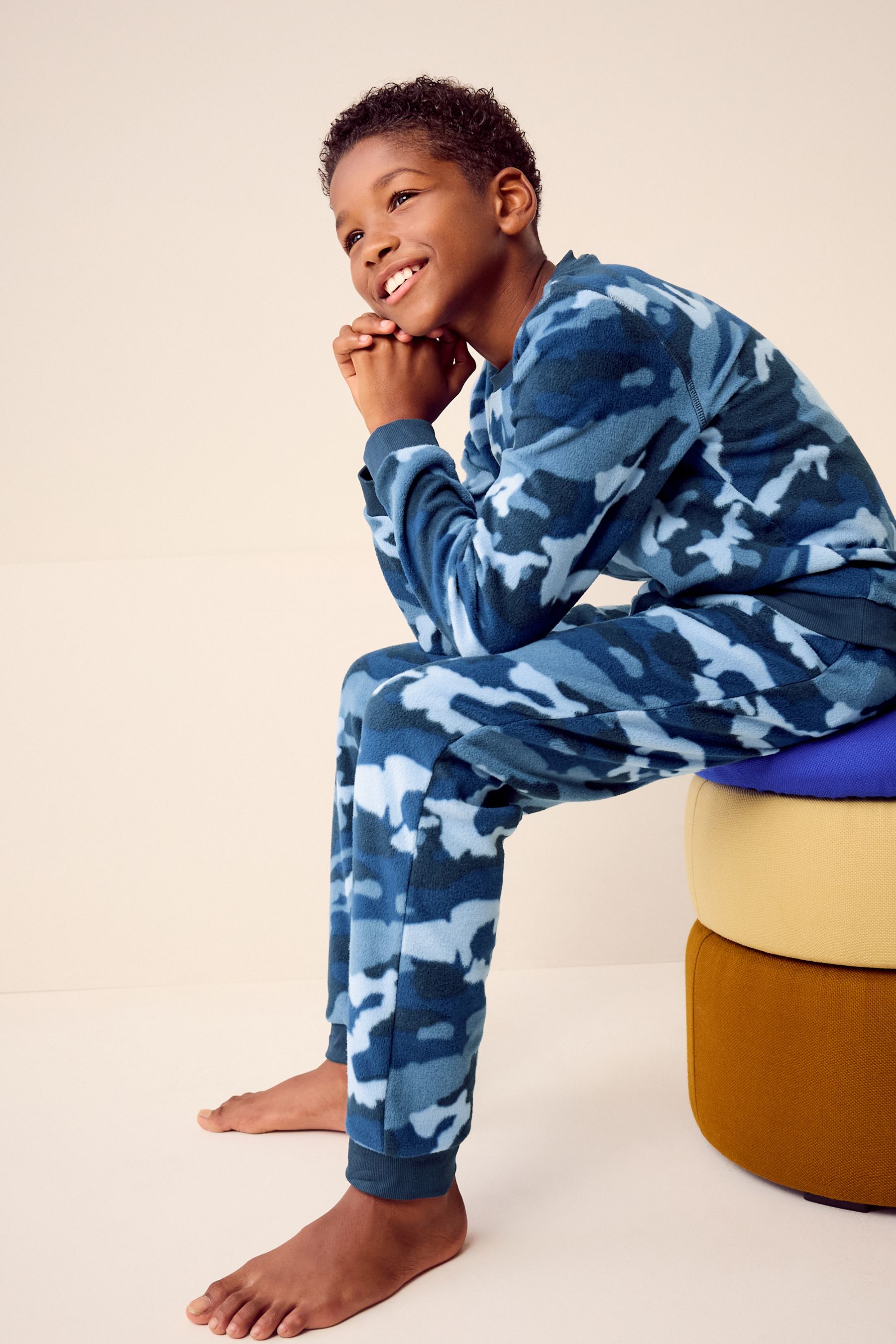 Buy Navy Camouflage Single Soft Touch Fleece With Elastane 3 16yrs from the Next UK online shop