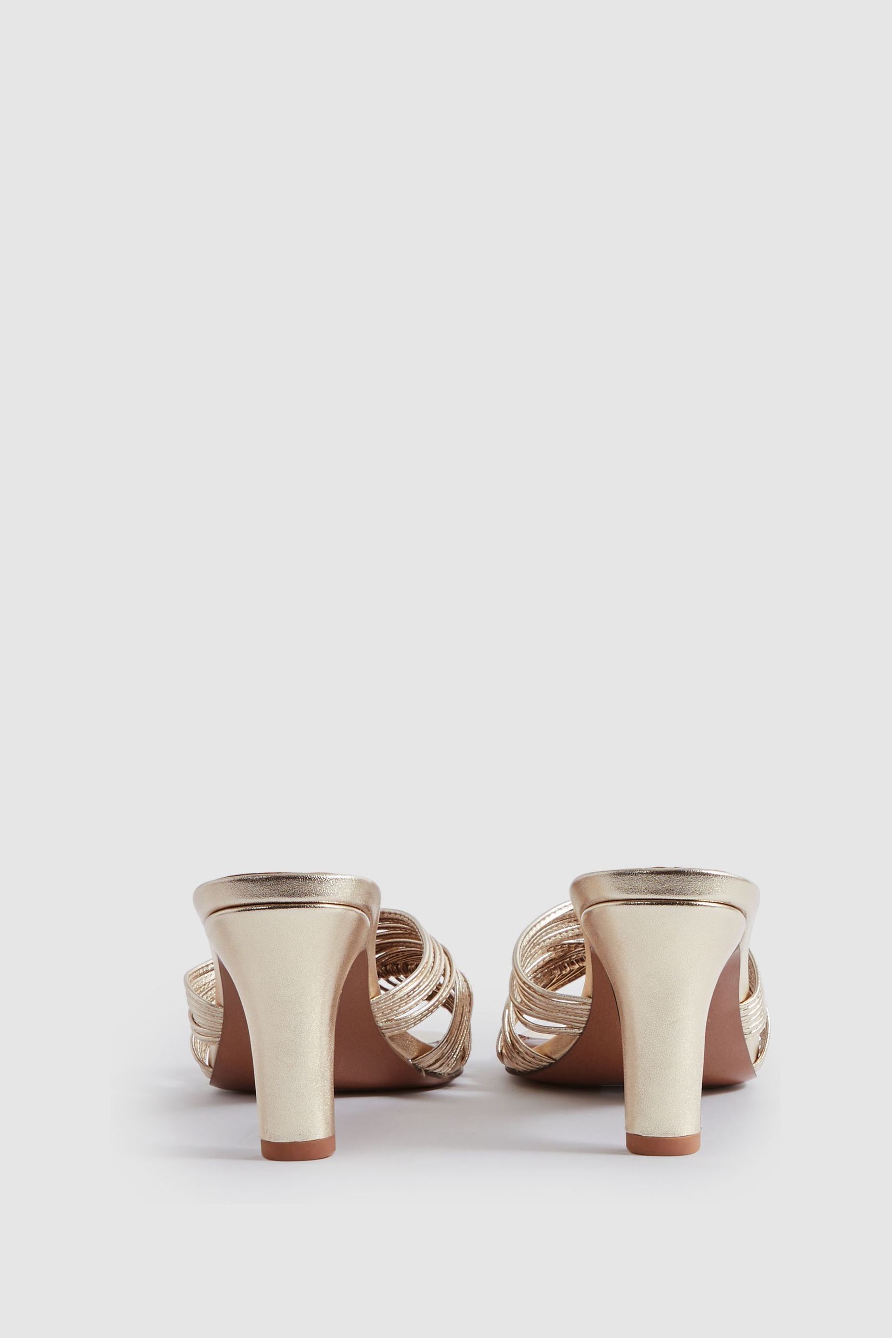 Buy Reiss Gold Harriet Leather Knot Detail Mules from Next Luxembourg