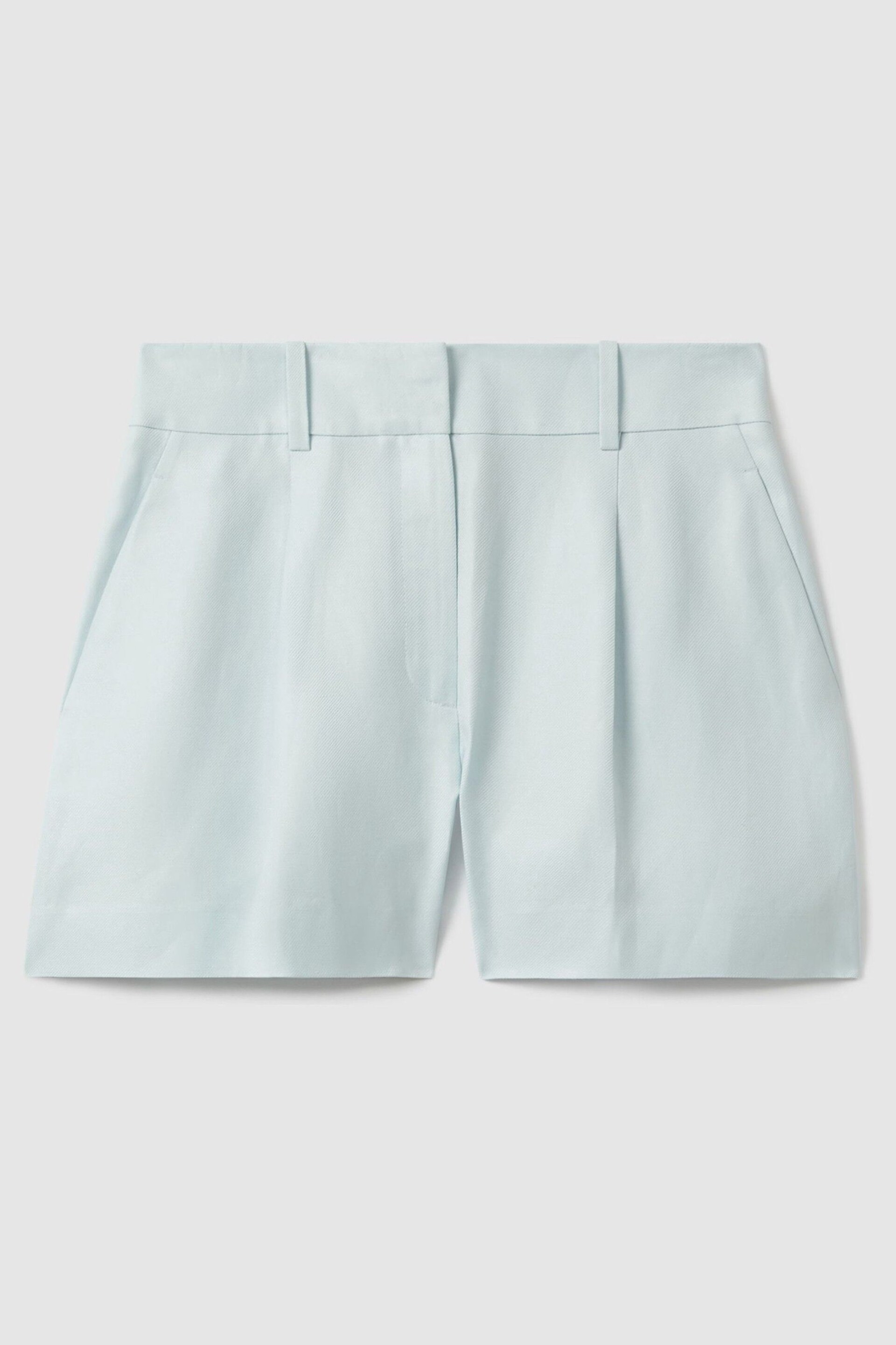 Reiss Blue Lori Viscose-Linen Front Pleat Suit Shorts - Image 2 of 6