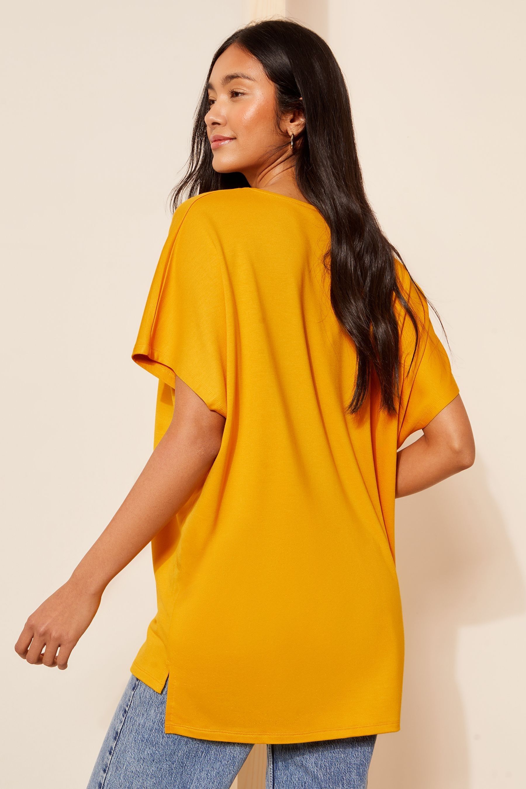 Buy Friends Like These Mustard Yellow Soft Jersey Short Sleeve Slash Neck Tunic from Next Lithuania