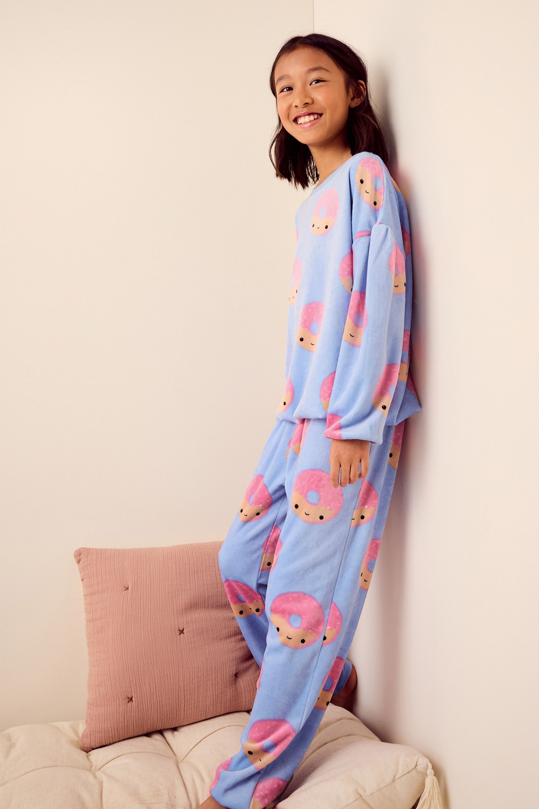 Buy Donut Print Cosy Fleece Pyjamas 3 16yrs from the Next UK online shop
