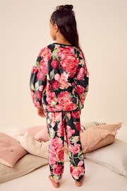 Black/Pink Floral Cosy Fleece Pyjamas (9mths-16yrs) - Image 3 of 9