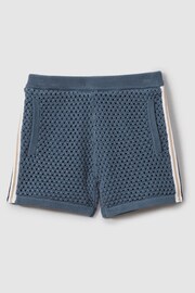 Reiss Airforce Blue Creek Teen Crochet Contrast Trim Elasticated Shorts - Image 1 of 5