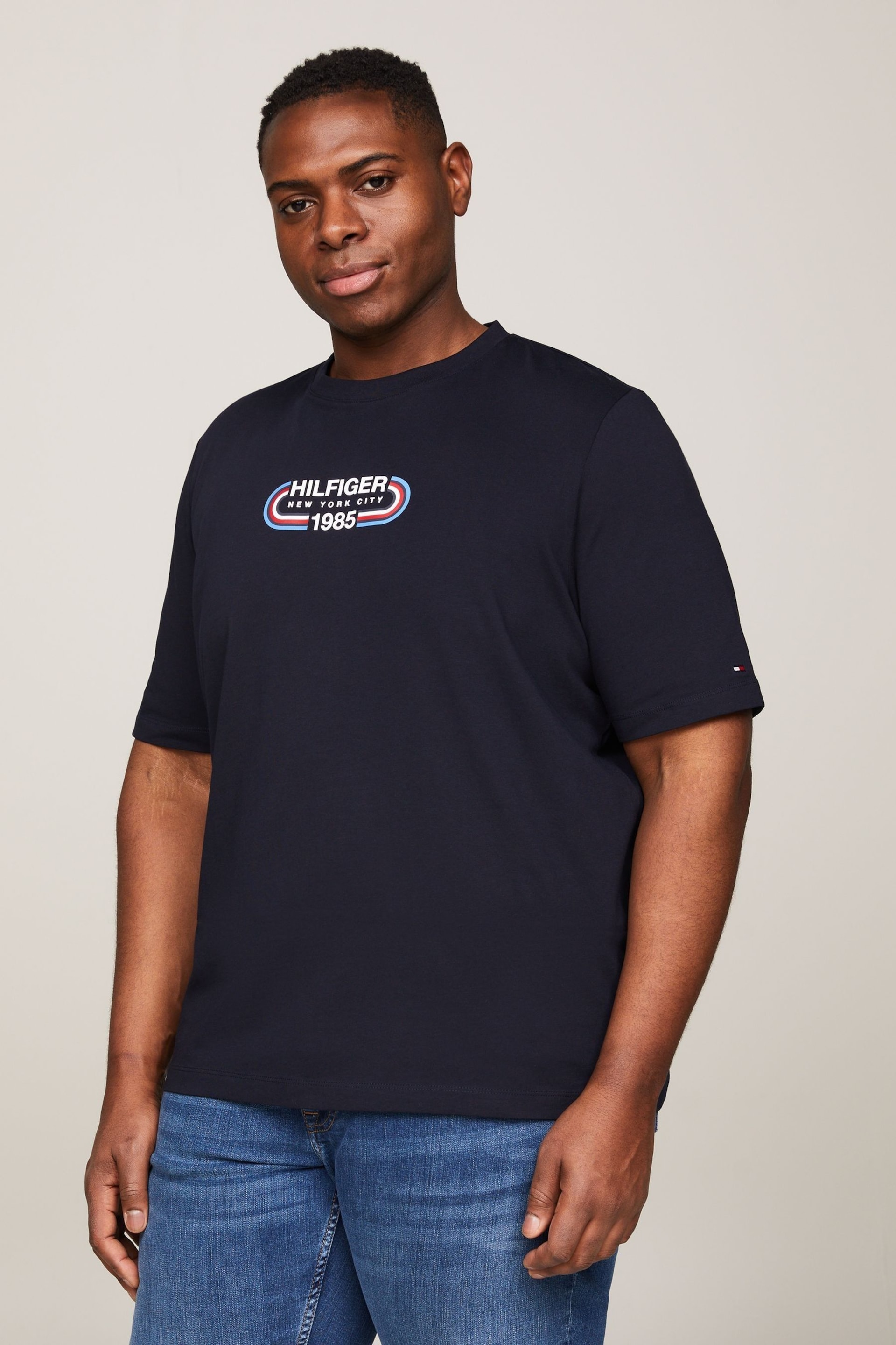 Tommy Hilfiger Big And Tall Blue Track Graphic T-Shirt - Image 3 of 4