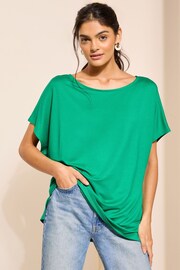 Friends Like These Green Soft Jersey Short Sleeve Slash Neck Tunic - Image 1 of 4