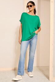 Friends Like These Green Soft Jersey Short Sleeve Slash Neck Tunic - Image 2 of 4