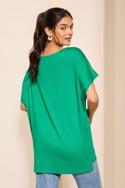 Friends Like These Green Soft Jersey Short Sleeve Slash Neck Tunic - Image 4 of 4
