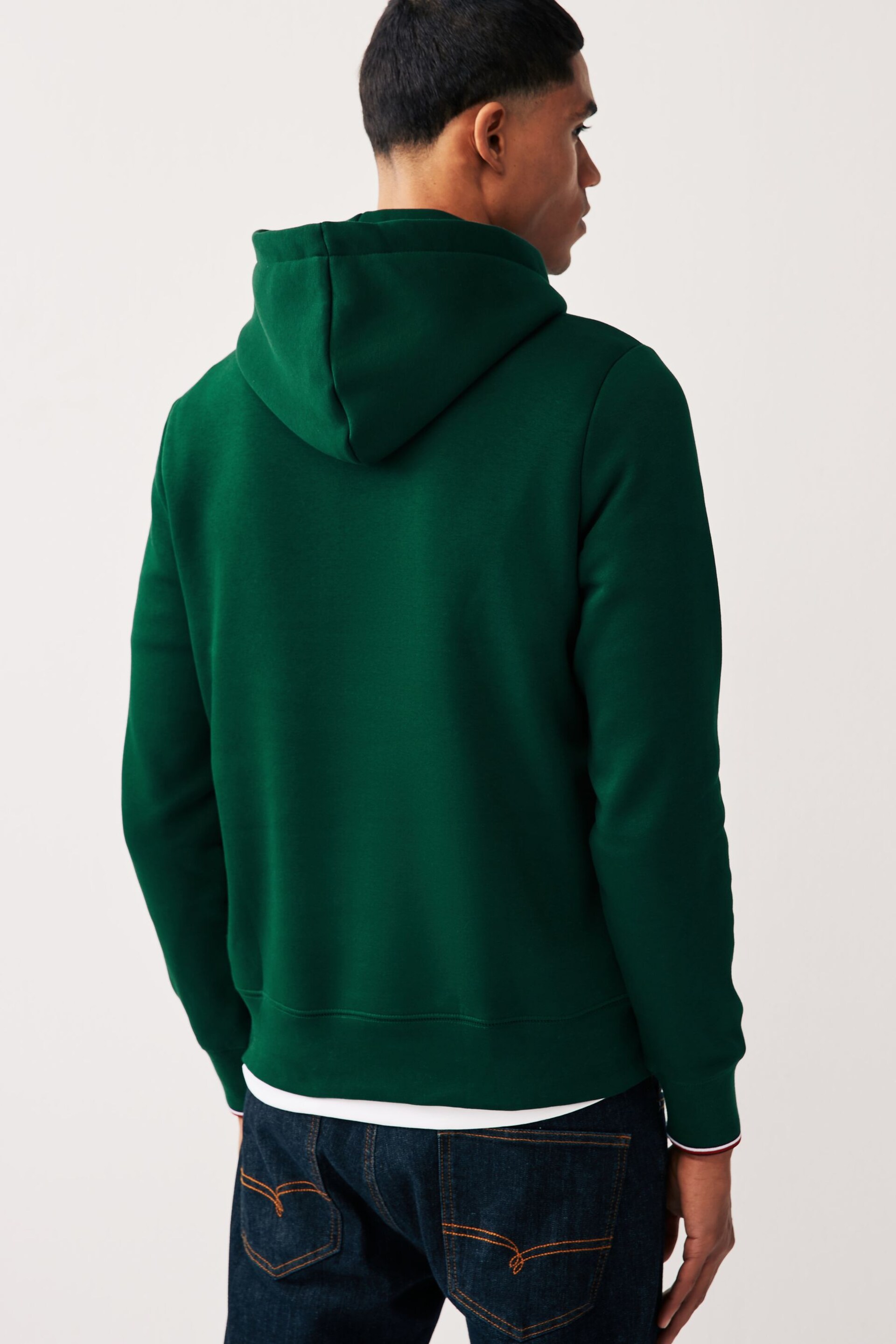 Tommy Hilfiger Green Logo Tipped Hoodie - Image 2 of 4