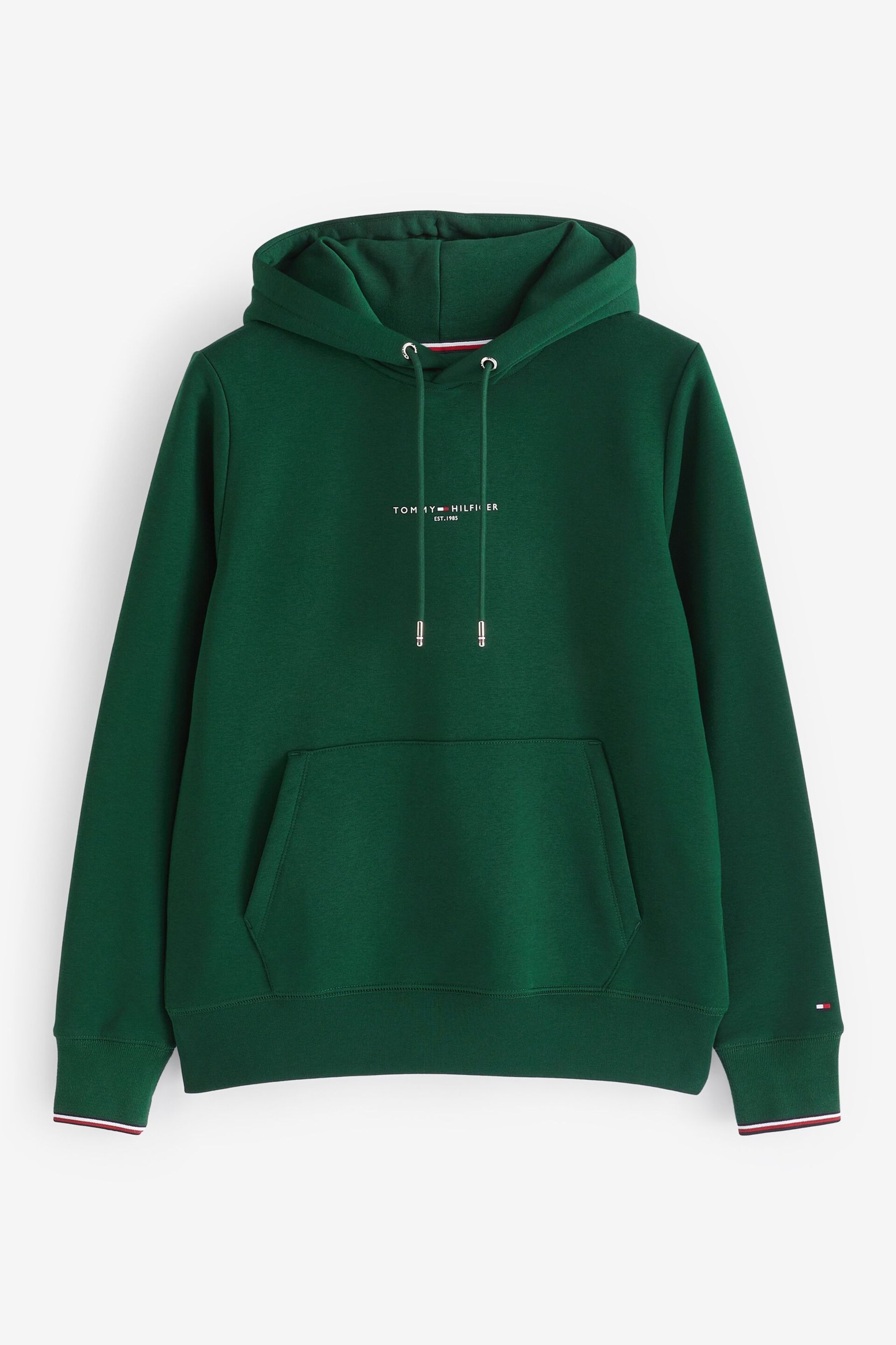 Tommy Hilfiger Green Logo Tipped Hoodie - Image 4 of 4