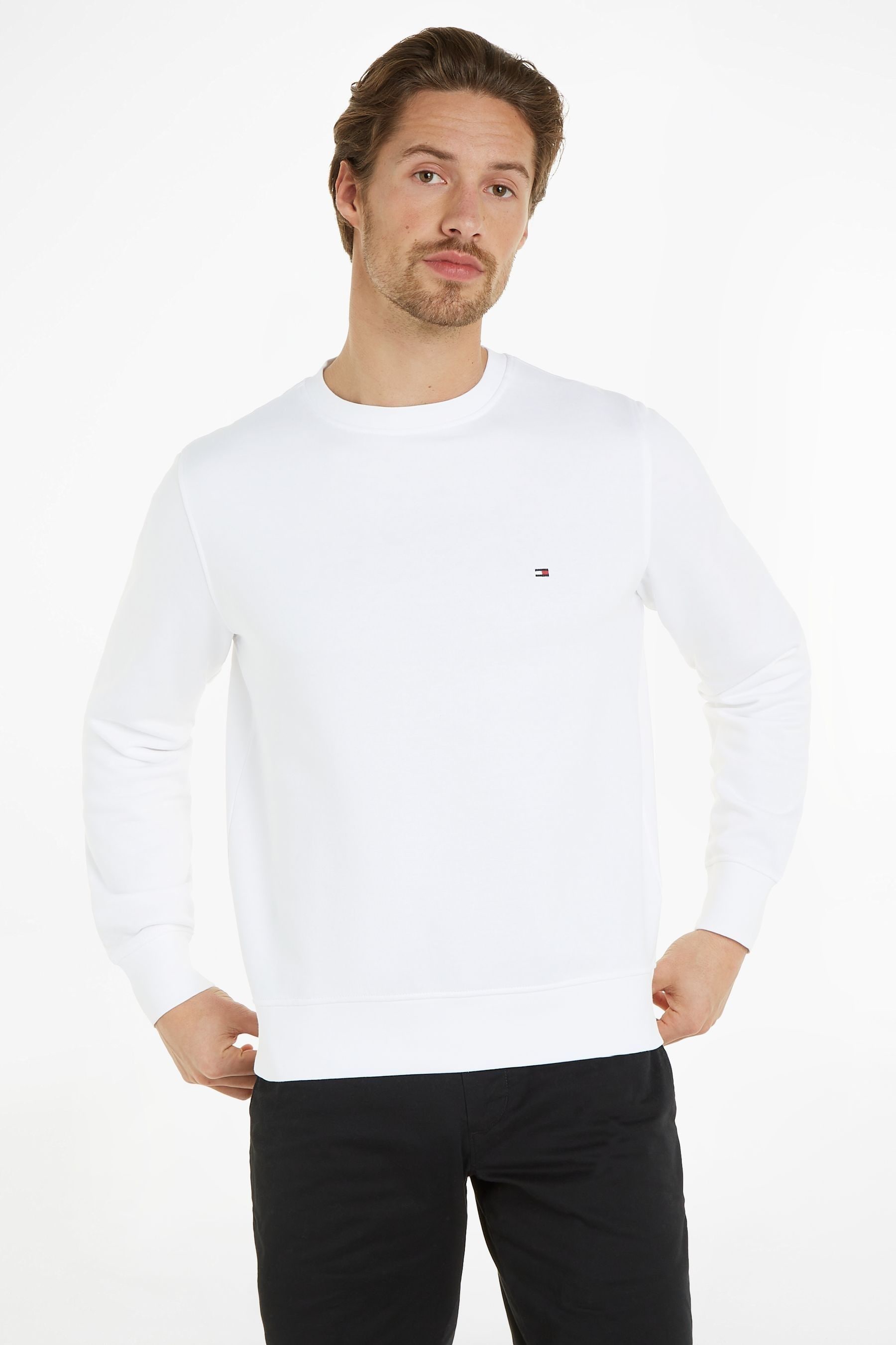 Buy Tommy Hilfiger Flag Logo White Sweatshirt from Next Luxembourg