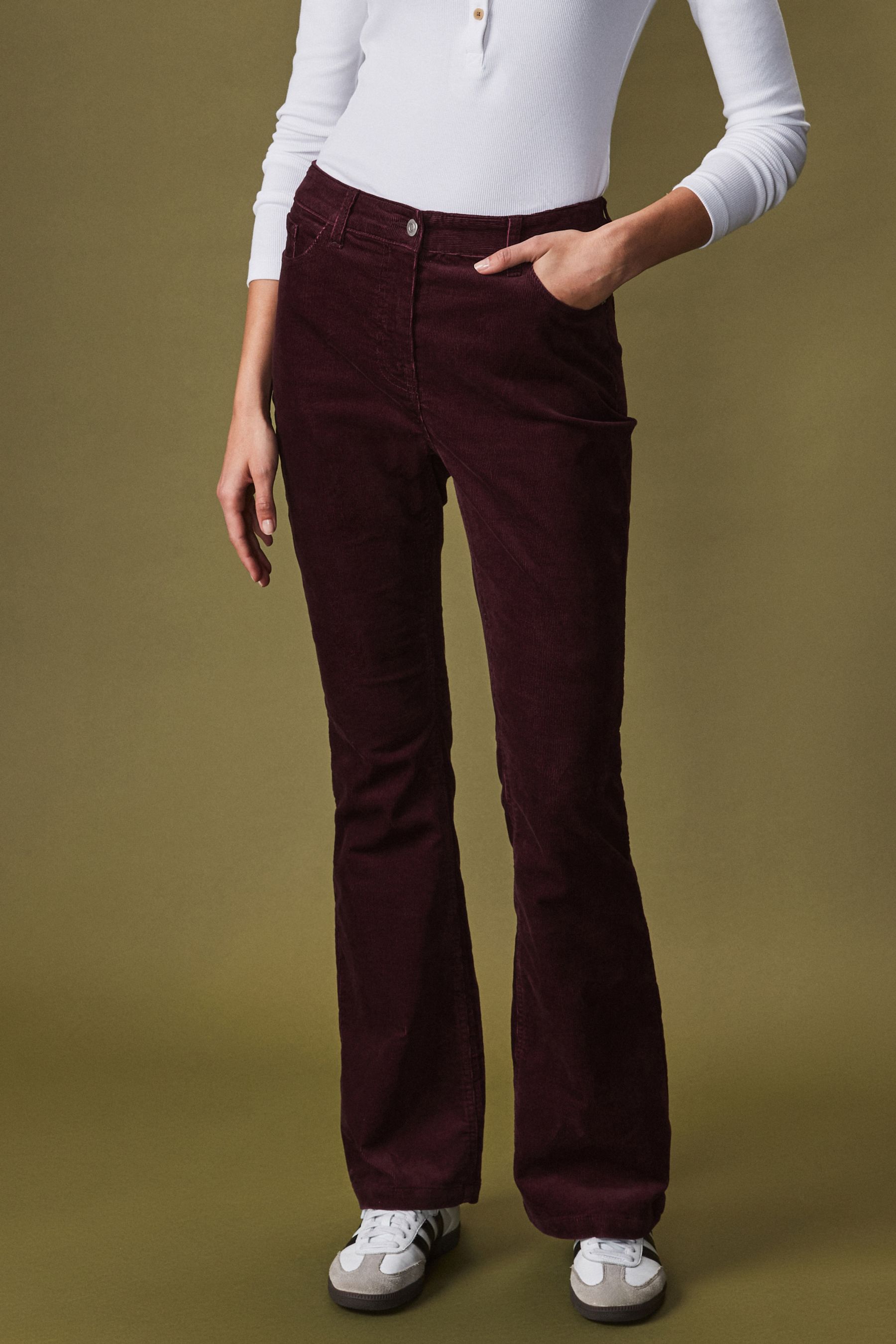 Buy Burgundy Cord Flared Trousers from the Next UK online shop