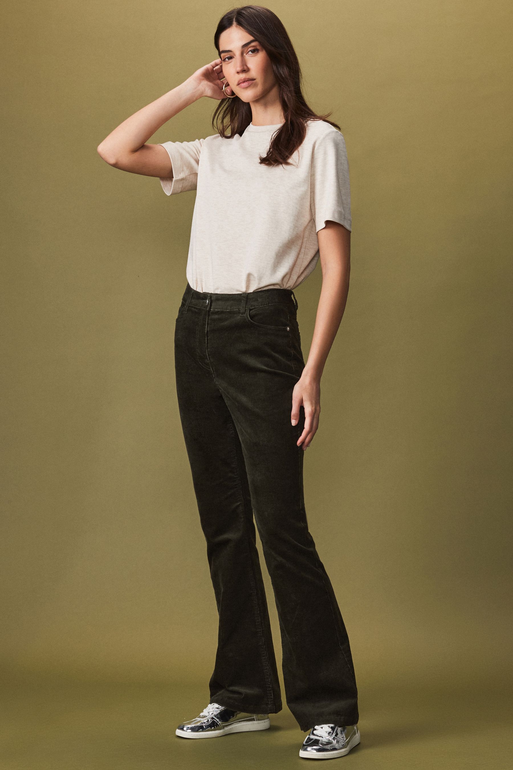 Buy Green Cord Flared Trousers from the Next UK online shop