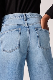 Mid Blue Rigid Wide Leg 100% Cotton Jeans - Image 6 of 9