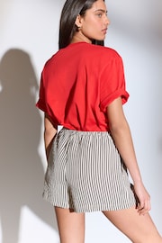 Black and White Boy Textured Stripe Tie Waist Shorts - Image 3 of 6