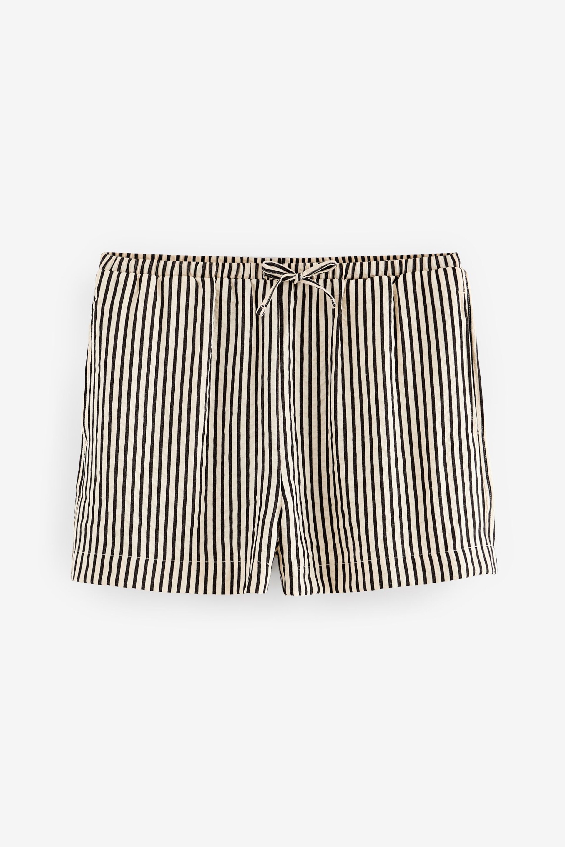 Black and White Boy Textured Stripe Tie Waist Shorts - Image 5 of 6