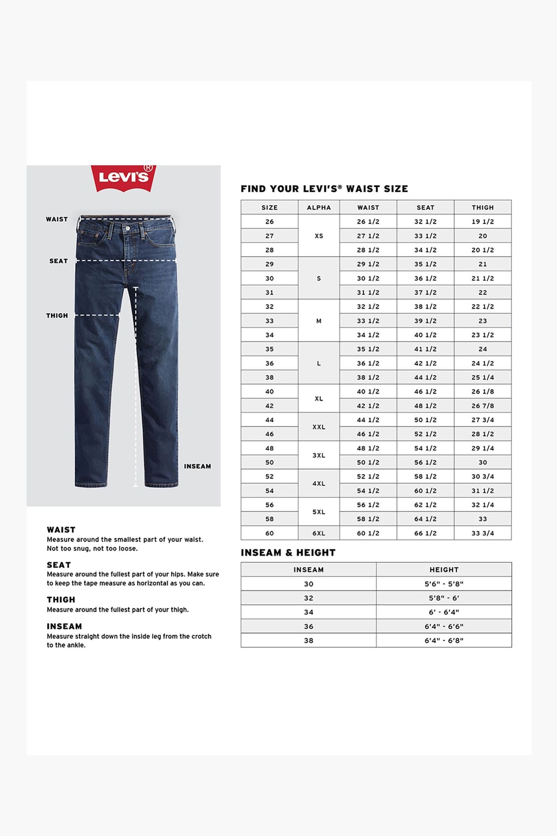 Eu jeans size chart best sale