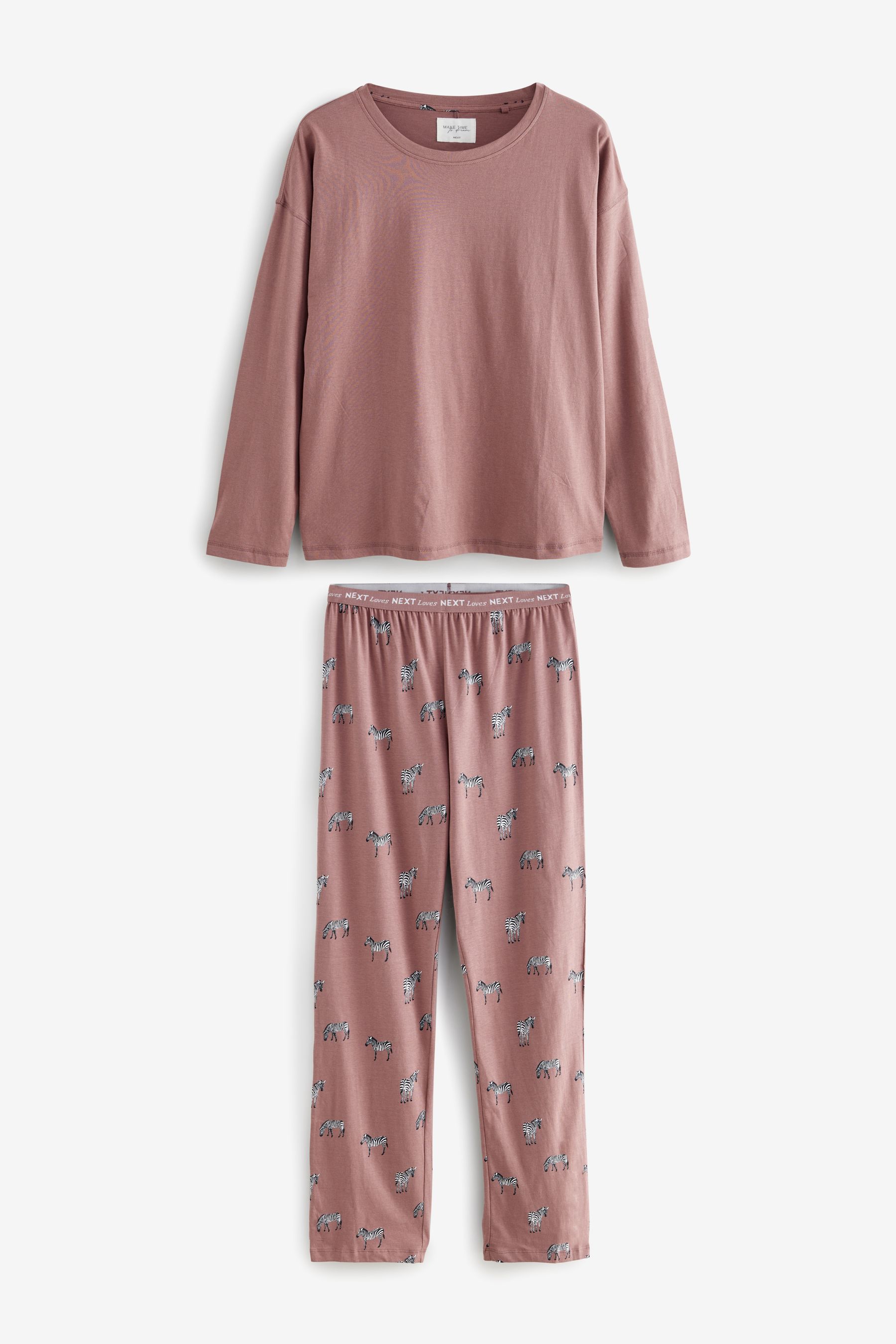 Mauve Purple Zebra 100 Cotton Long Sleeve Pyjamas