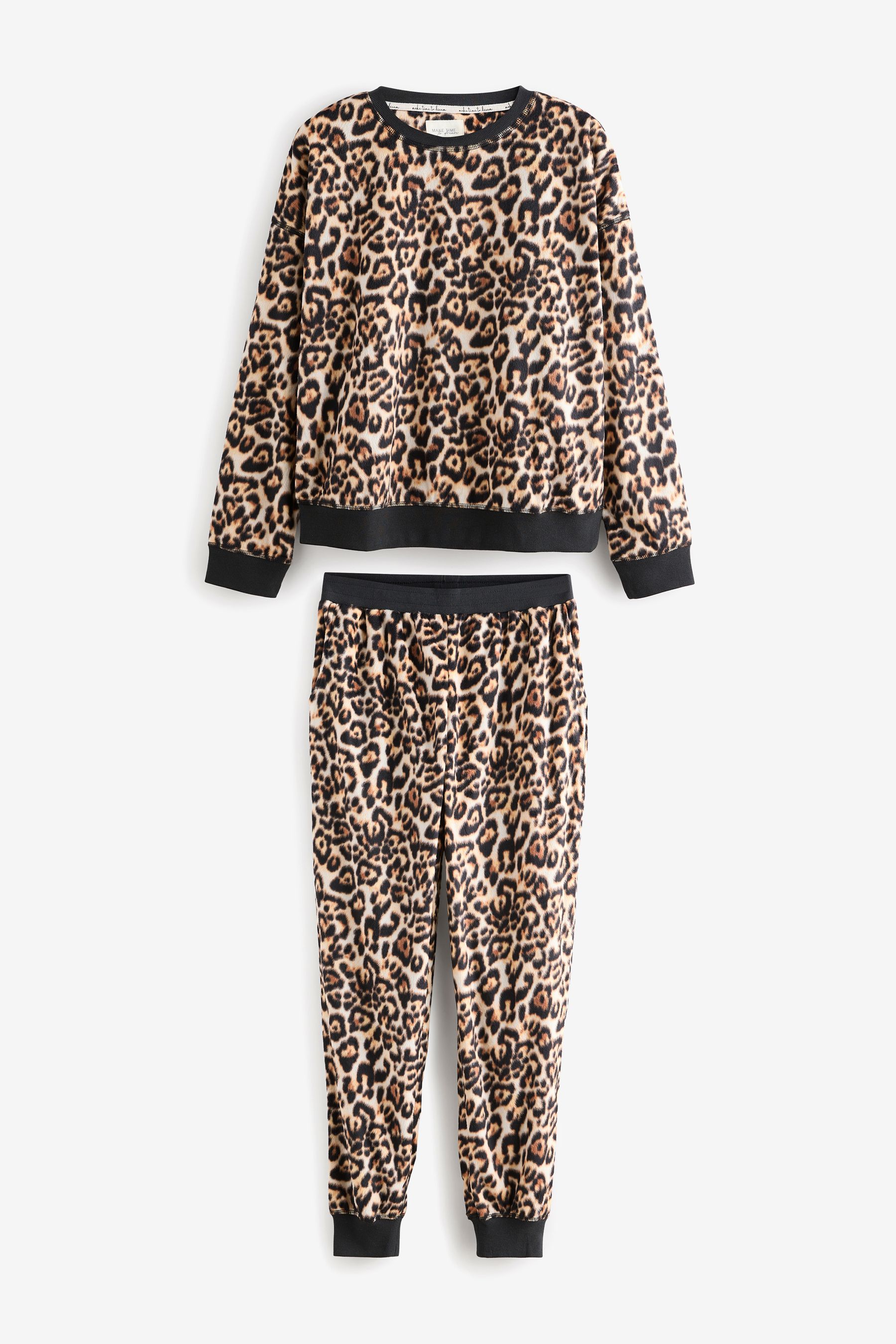 Fluffy leopard print pyjamas clearance