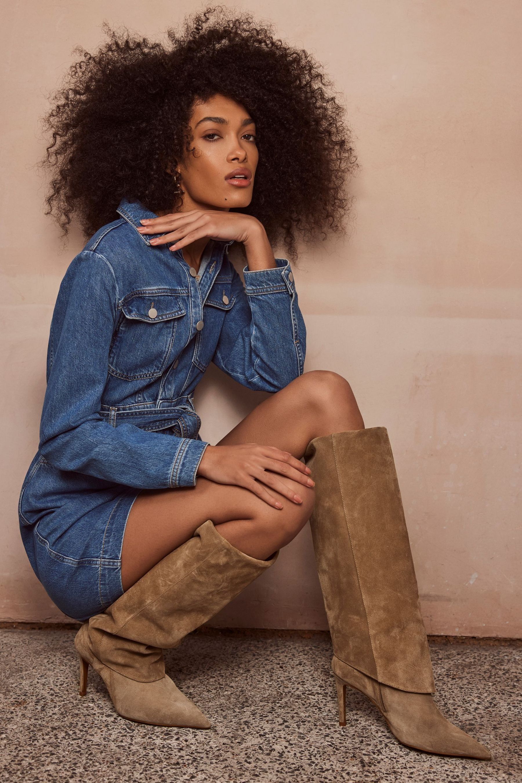 Buy Mint Velvet Natural Camel Suede Fold Over Boots from Next Luxembourg