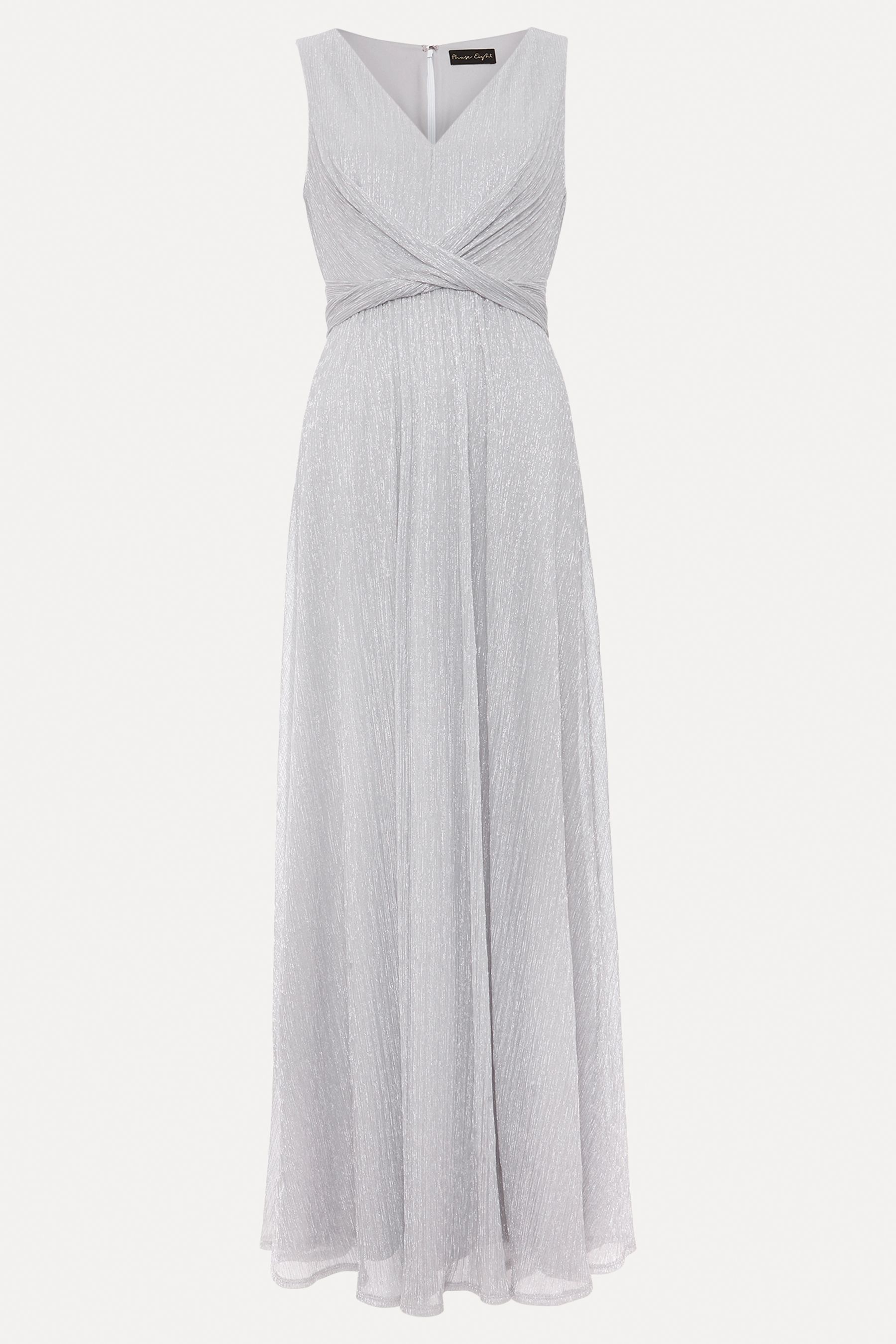 Buy Phase Eight Silver Artemis Plisse Shimmer Maxi Dress from Next Ireland