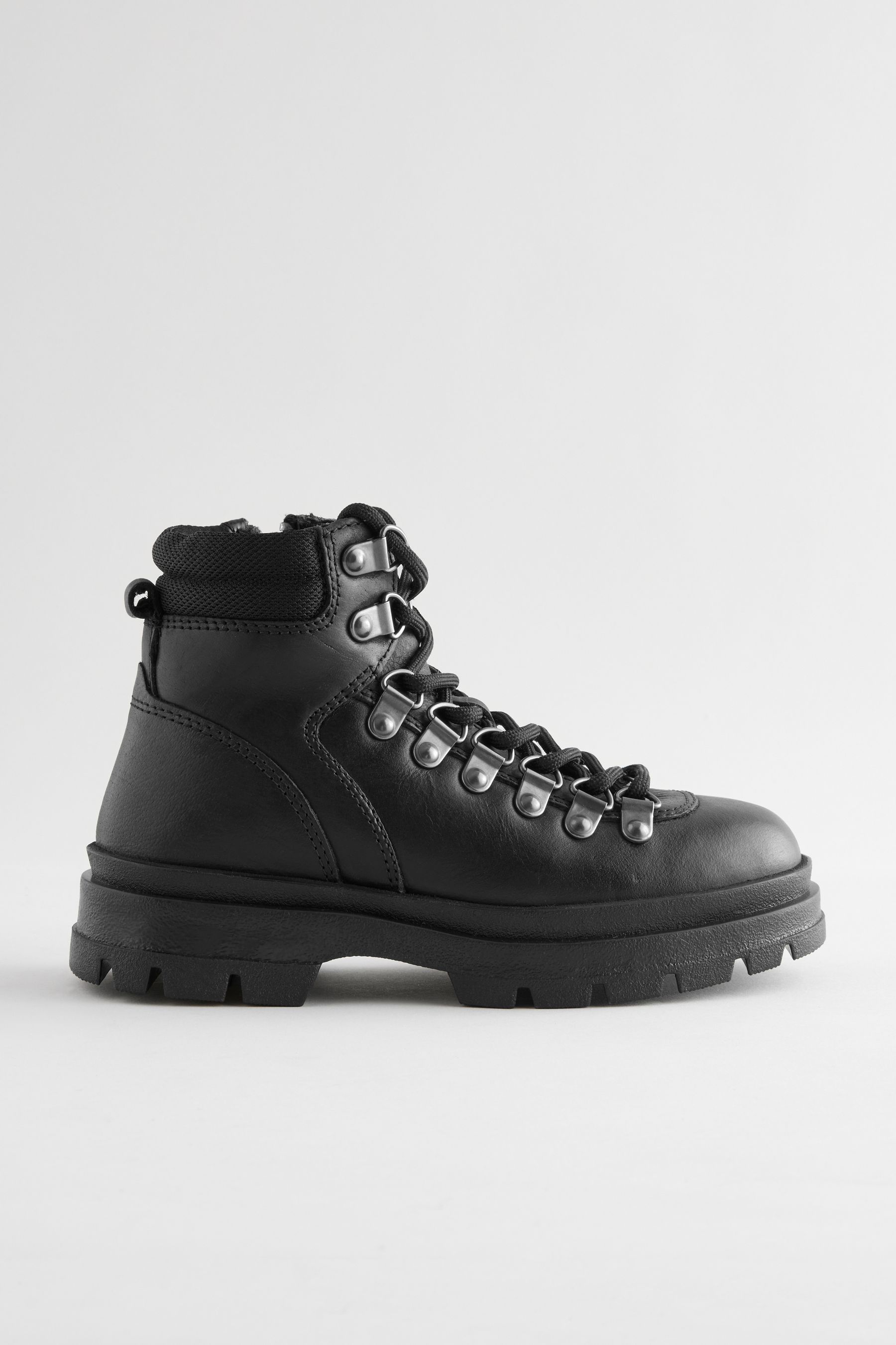 Black leather hiking boots discount