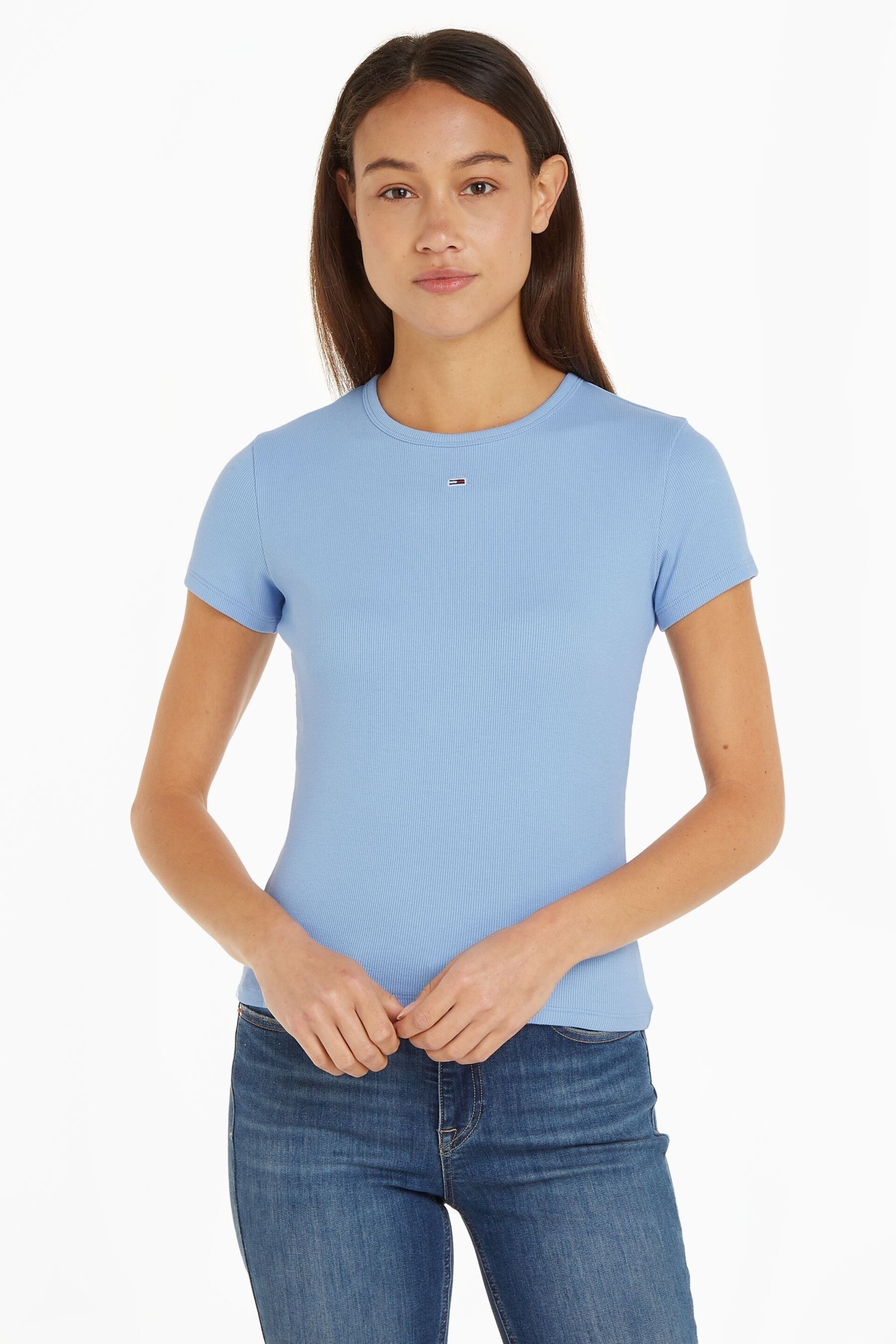 Tommy Jeans Slim Essential Rib T-Shirt - Image 2 of 6
