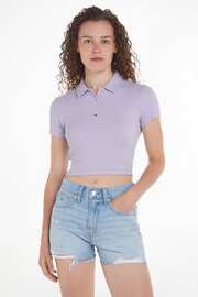 Tommy Jeans Crop Polo Top - Image 1 of 6
