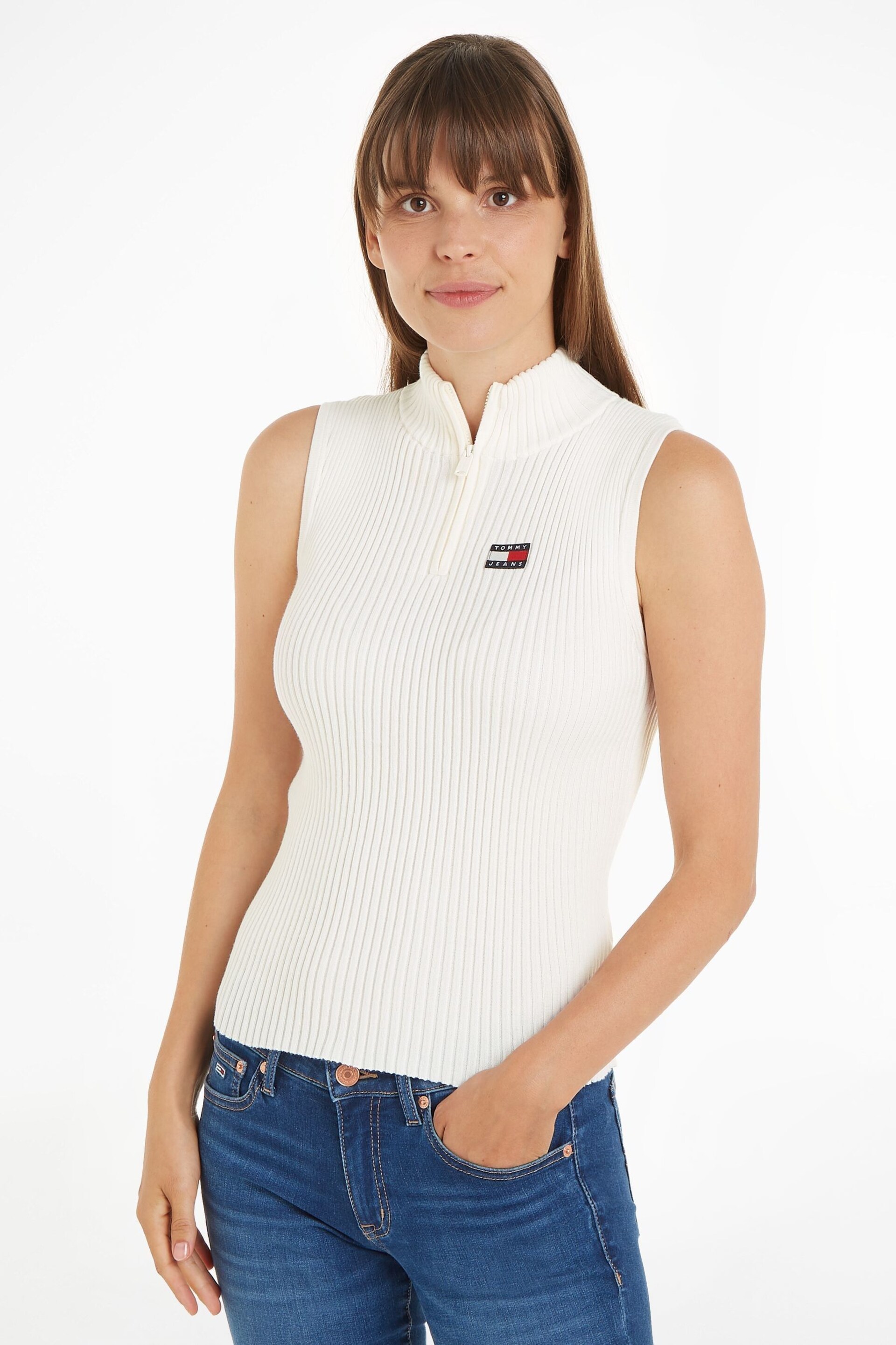 Tommy Jeans Zip Badge Sweater Vest - Image 1 of 6