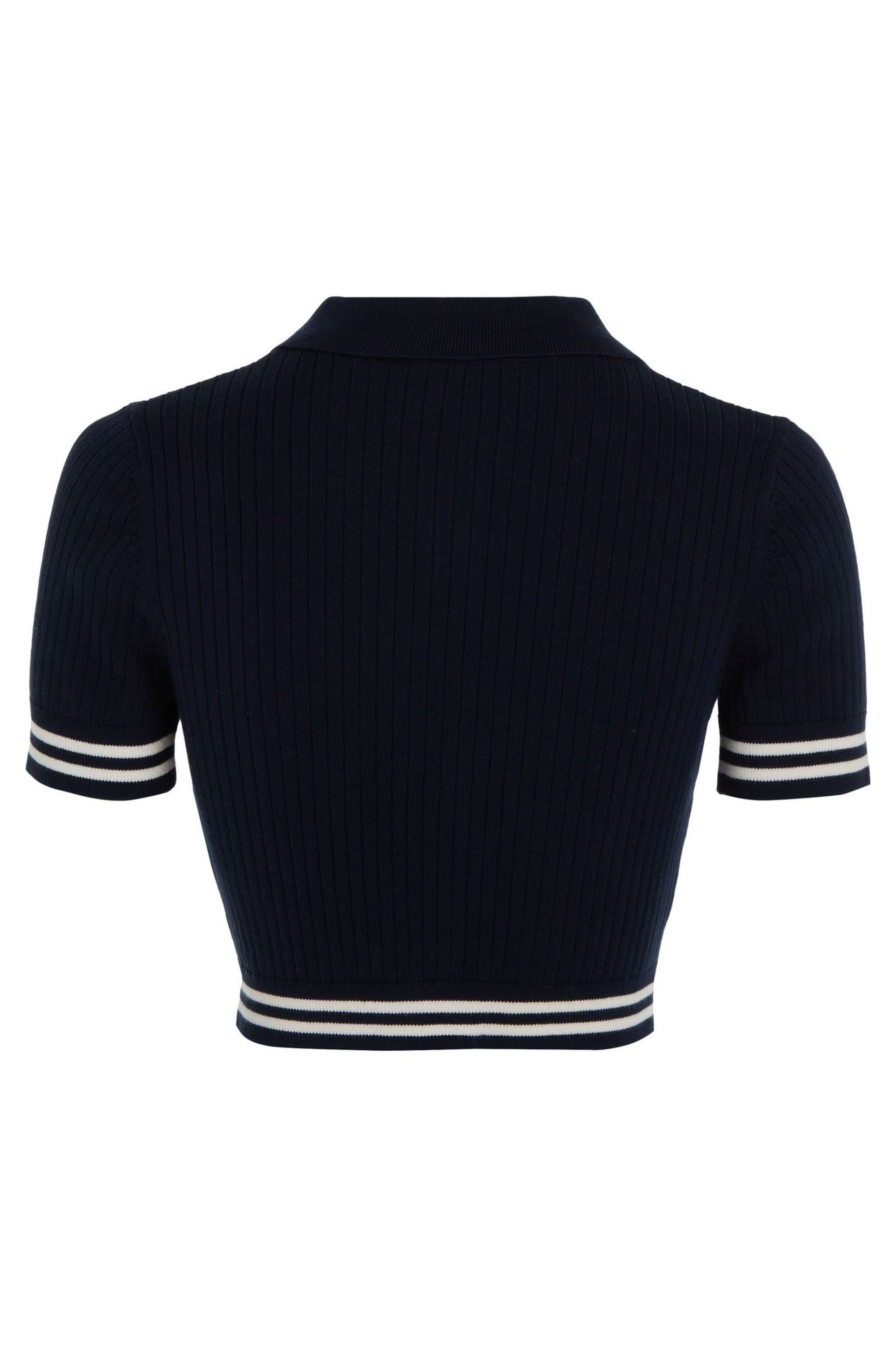 Tommy Jeans Blue Script Rib Polo Sweater - Image 5 of 6