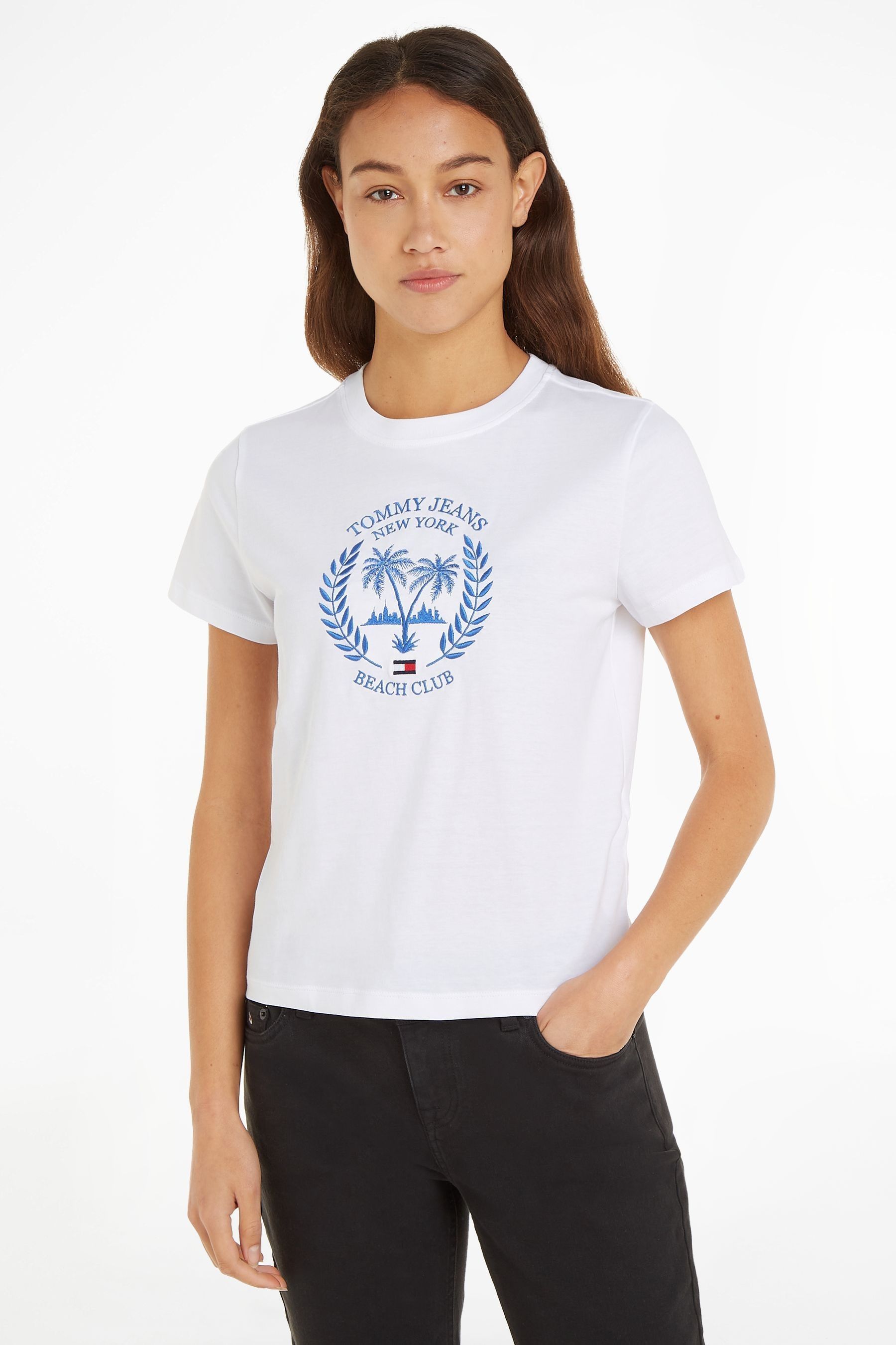 Buy Tommy Jeans White Palm Print T Shirt from Next Singapore