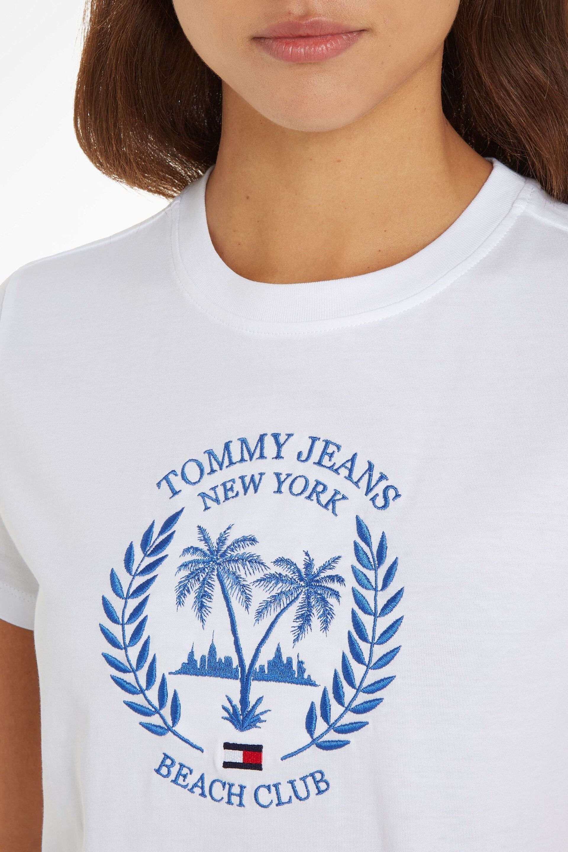 Tommy Jeans Palm Print White T-Shirt - Image 3 of 6