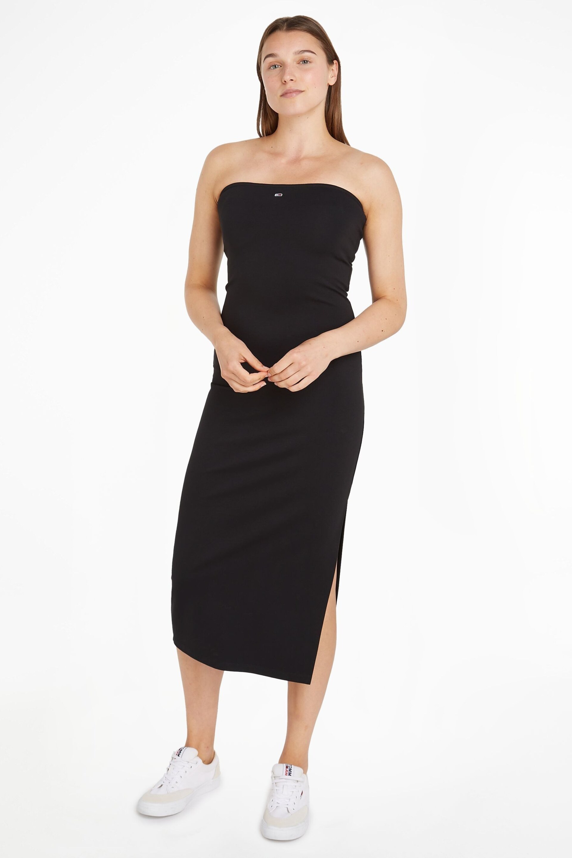 Tommy Jeans Midi Bodycon Tube Black Dress - Image 1 of 6