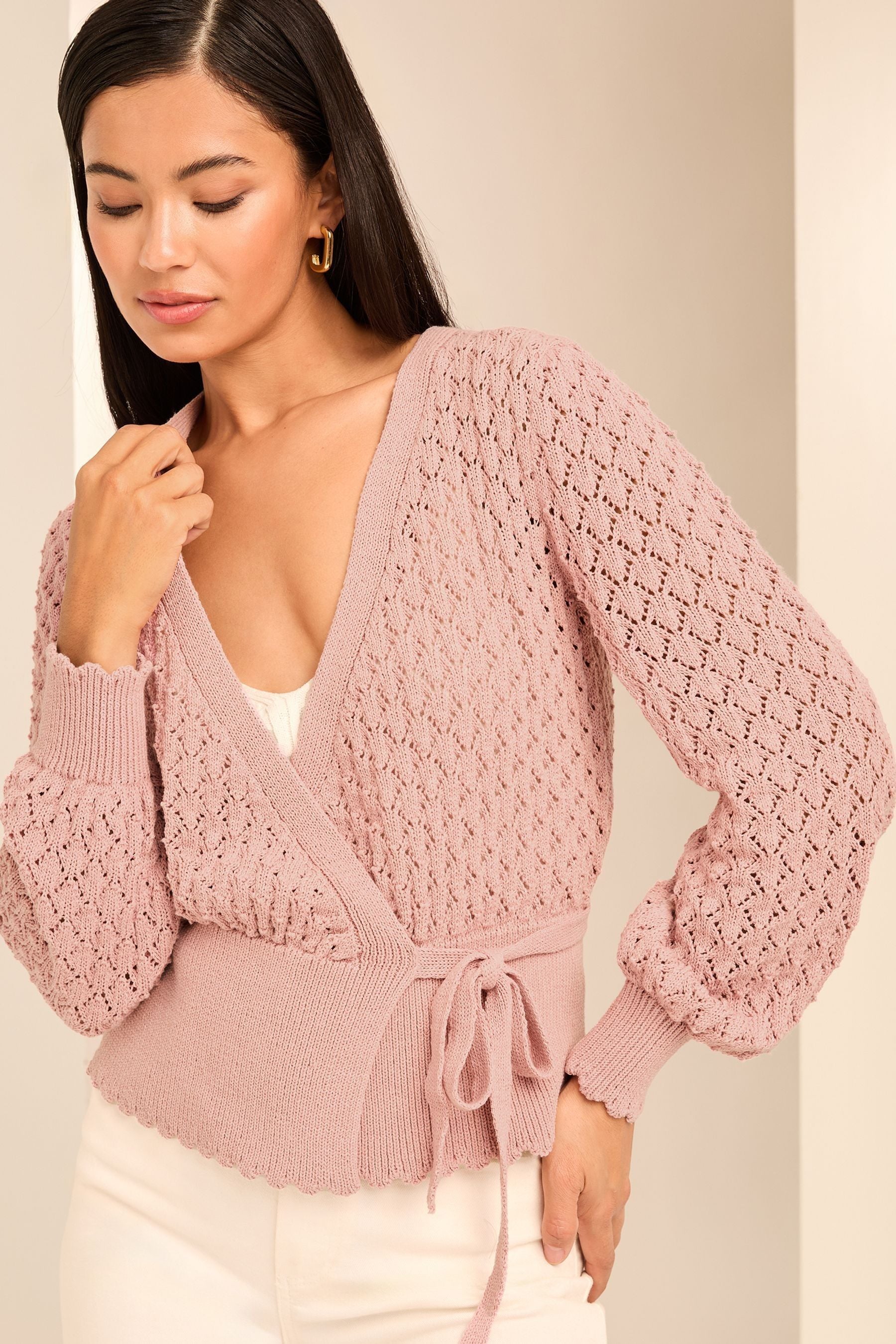 Pink wrap sweater 2025