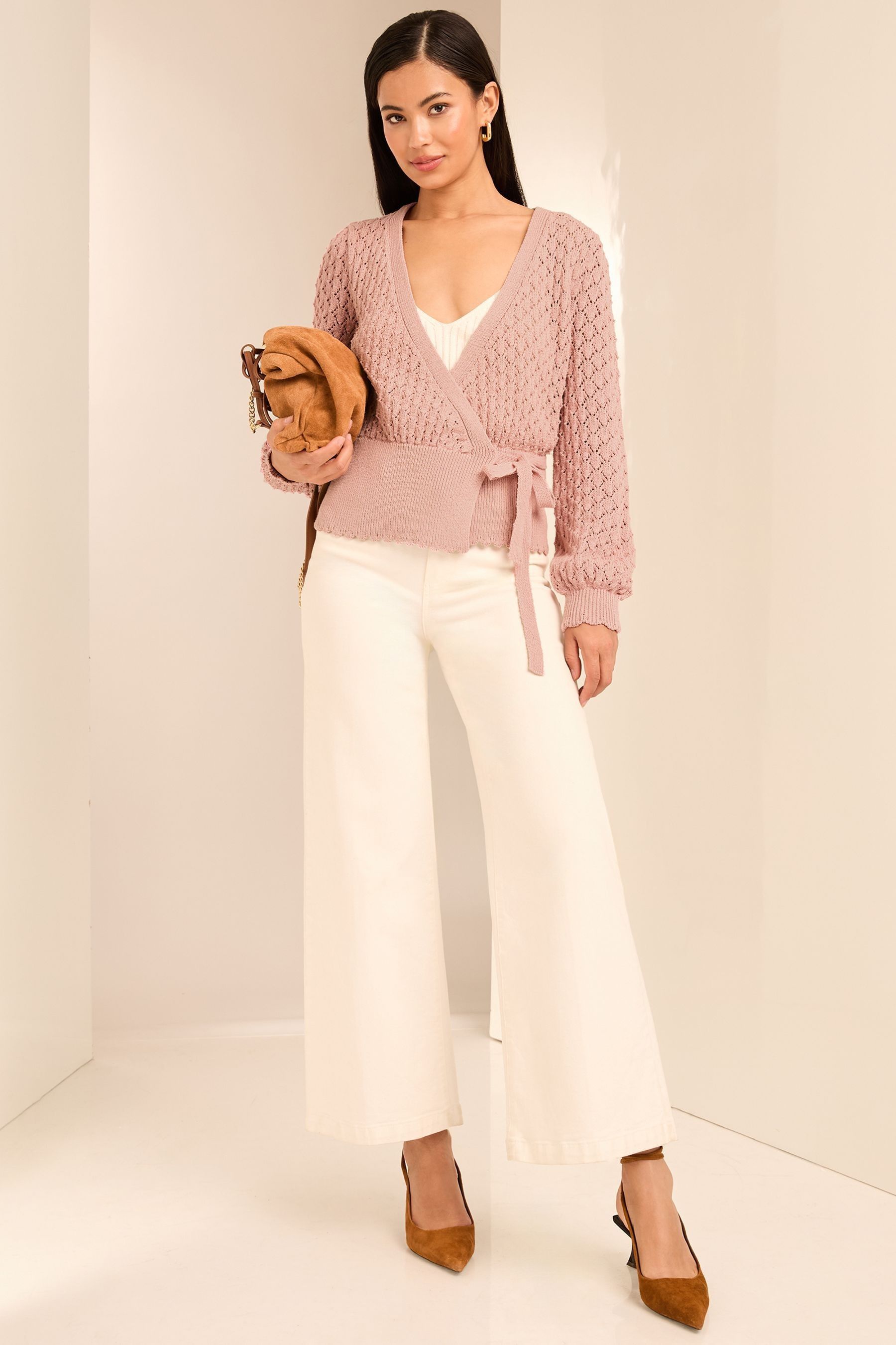 Buy Lipsy Pink Tie Side Wrap Cardigan from the Next UK online shop