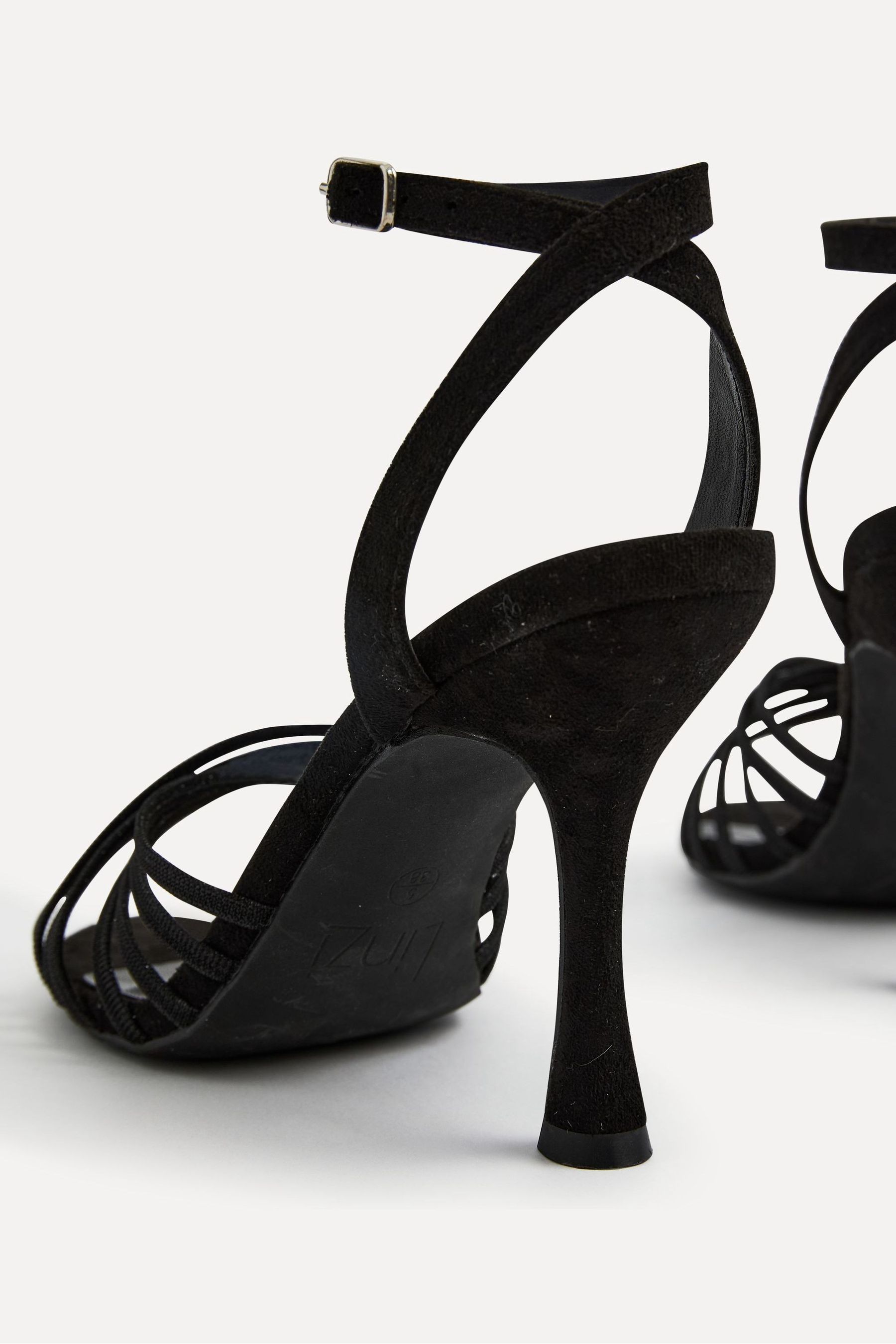 Buy Linzi Black Fleur Heeled Sandals With Flared Stiletto from the Next UK online shop