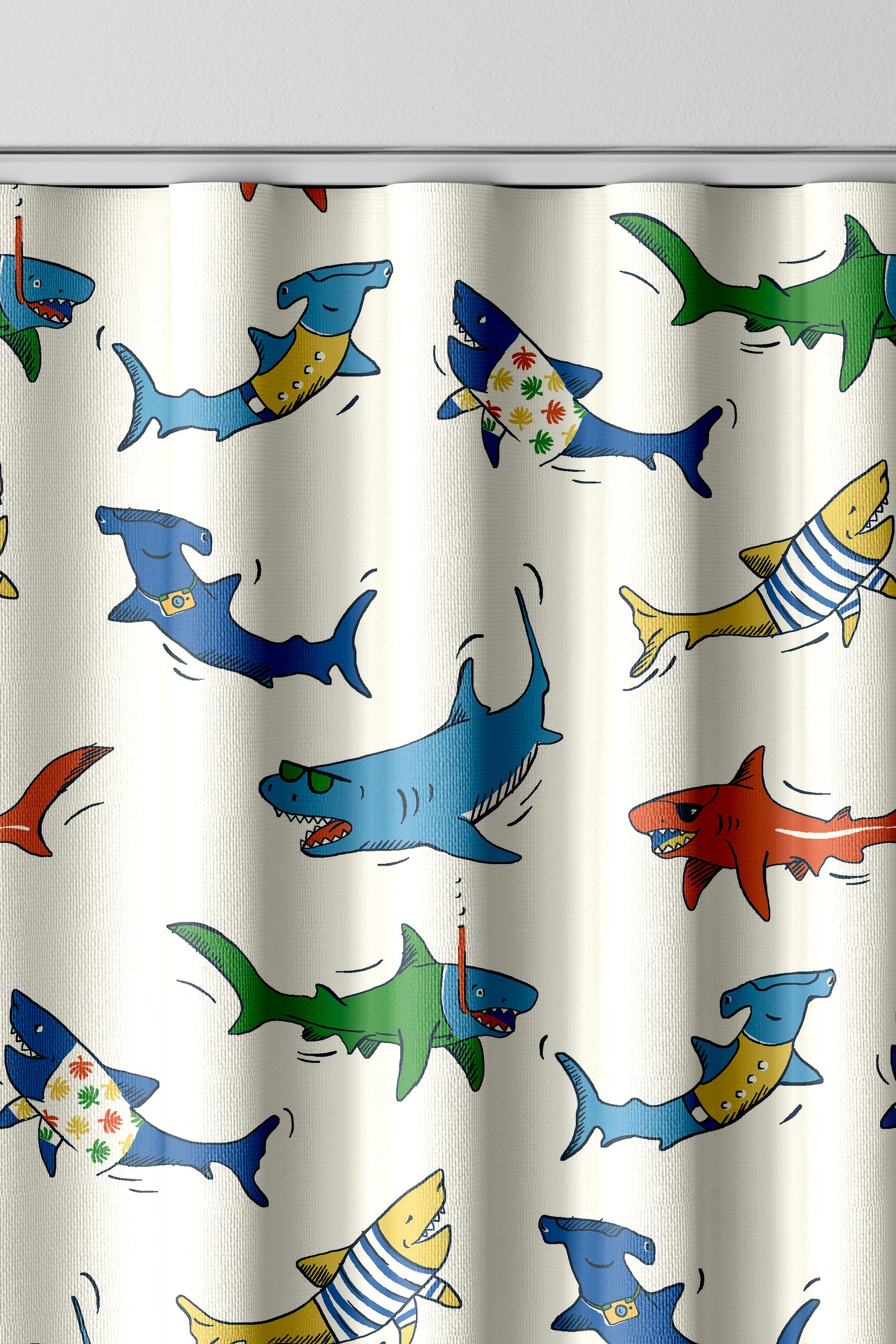 Buy Cath Kidston Cream Kids Summer Sharks Made To Measure 100 Cotton Curtains from the Next UK online shop