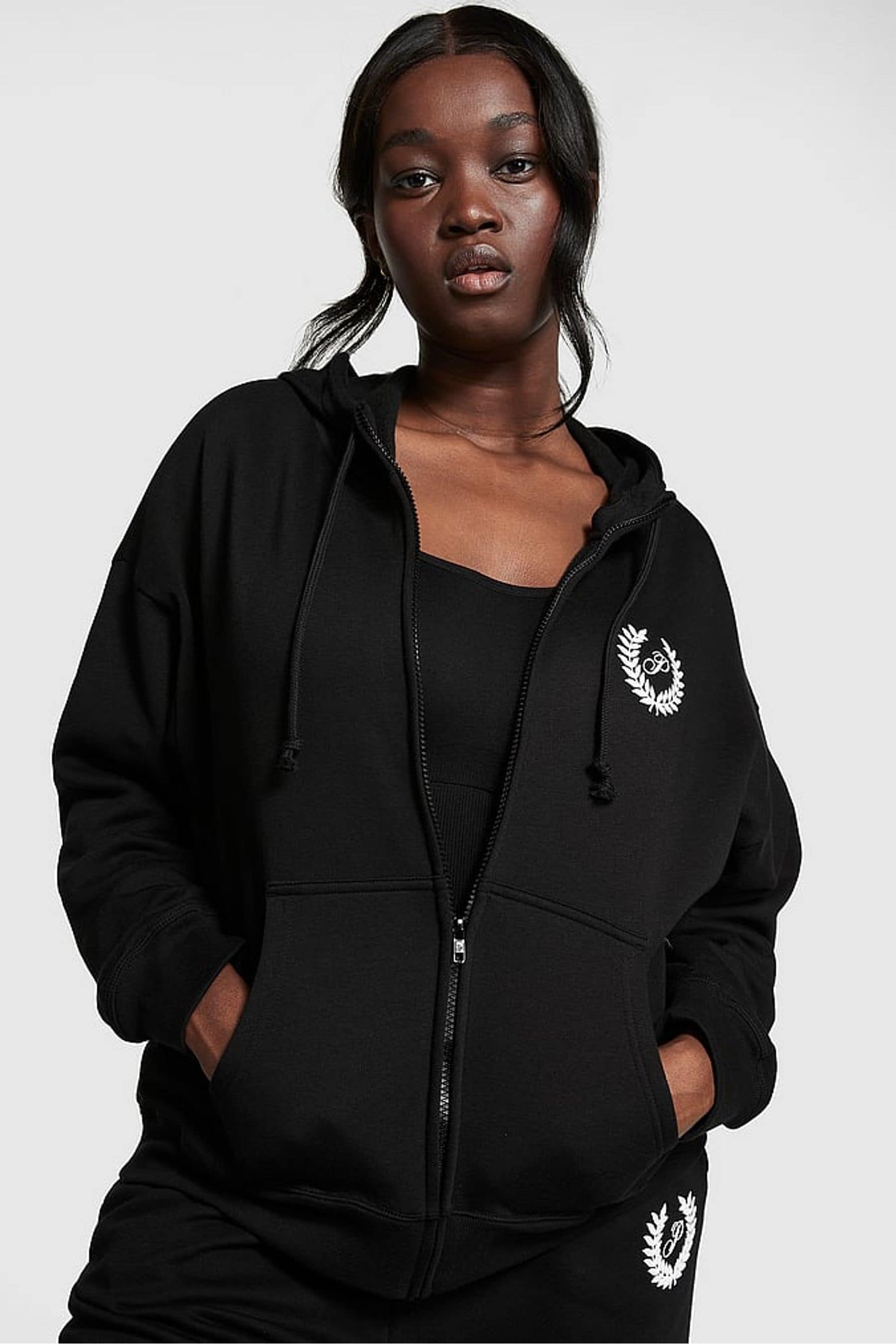 Buy Victoria s Secret PINK Pure Black Fleece Oversized Hoodie from Next Ireland