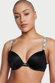 Victoria's Secret Black Smooth Monogram Shine Strap Push Up Bra - Image 1 of 3