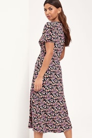 Lipsy Floral Jersey Puff Short Sleeve Underbust Midi Dress - Image 3 of 4