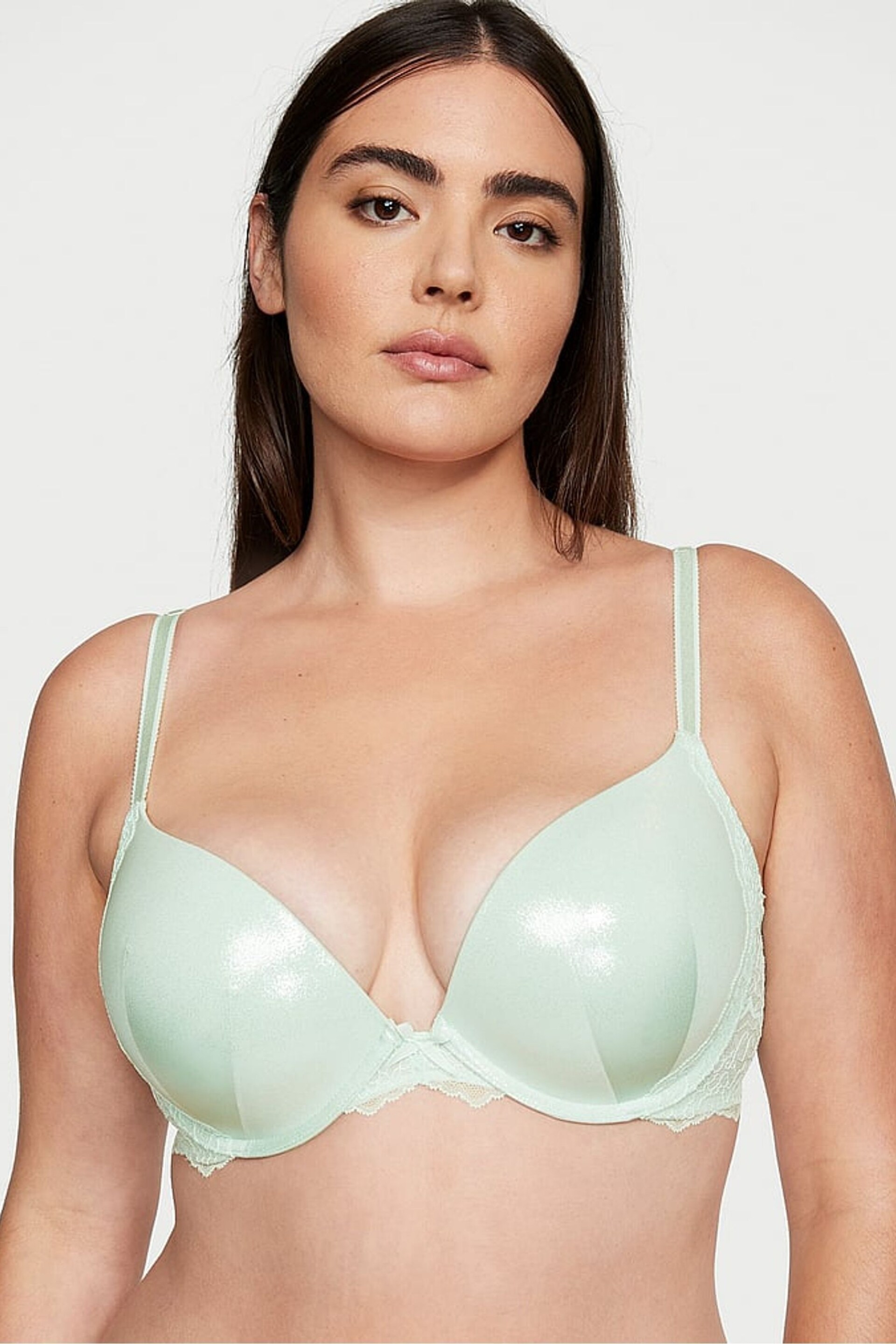 Victoria's Secret Misty Jade Foil Green Plunge Bra - Image 1 of 3