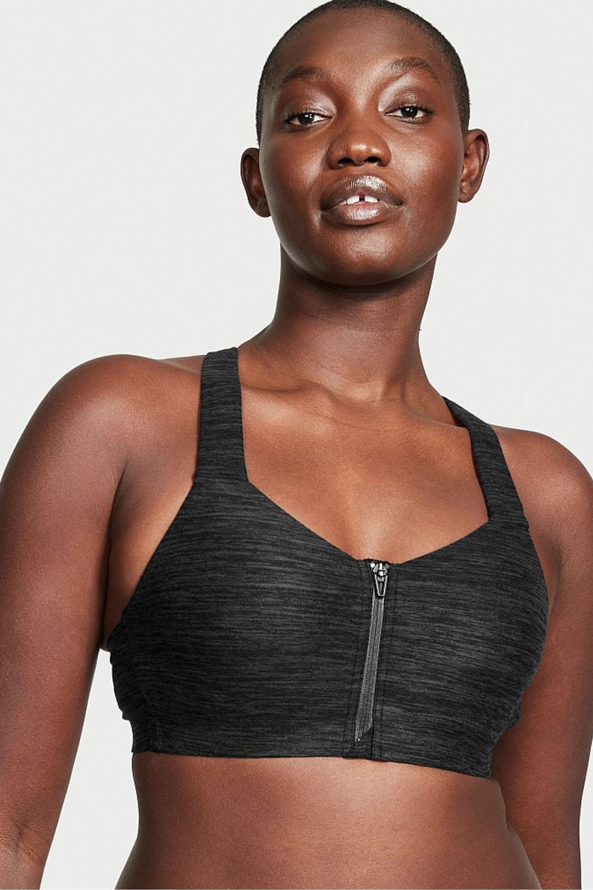 Victoria's Secret Onyx Grey Smooth Front Fastening Wired High Impact Sports Bra - Image 1 of 4