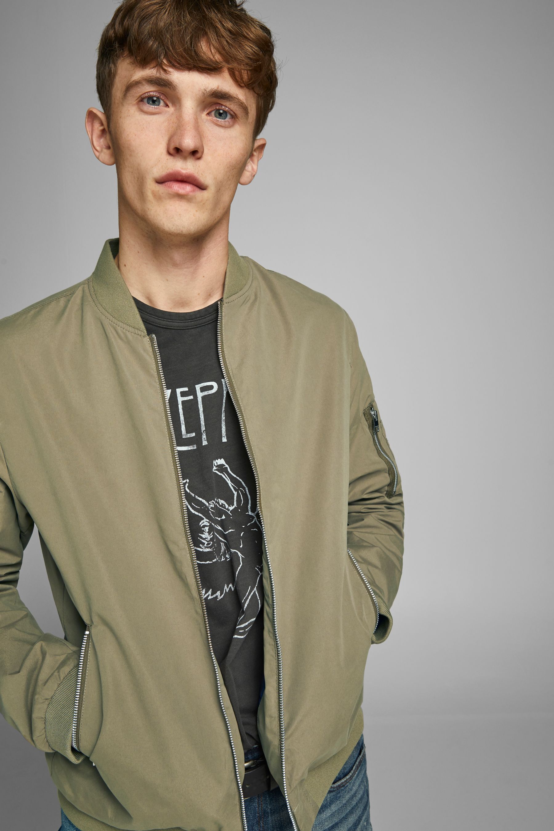 Buy Jack Jones Green Bomber Jacket from Next Luxembourg