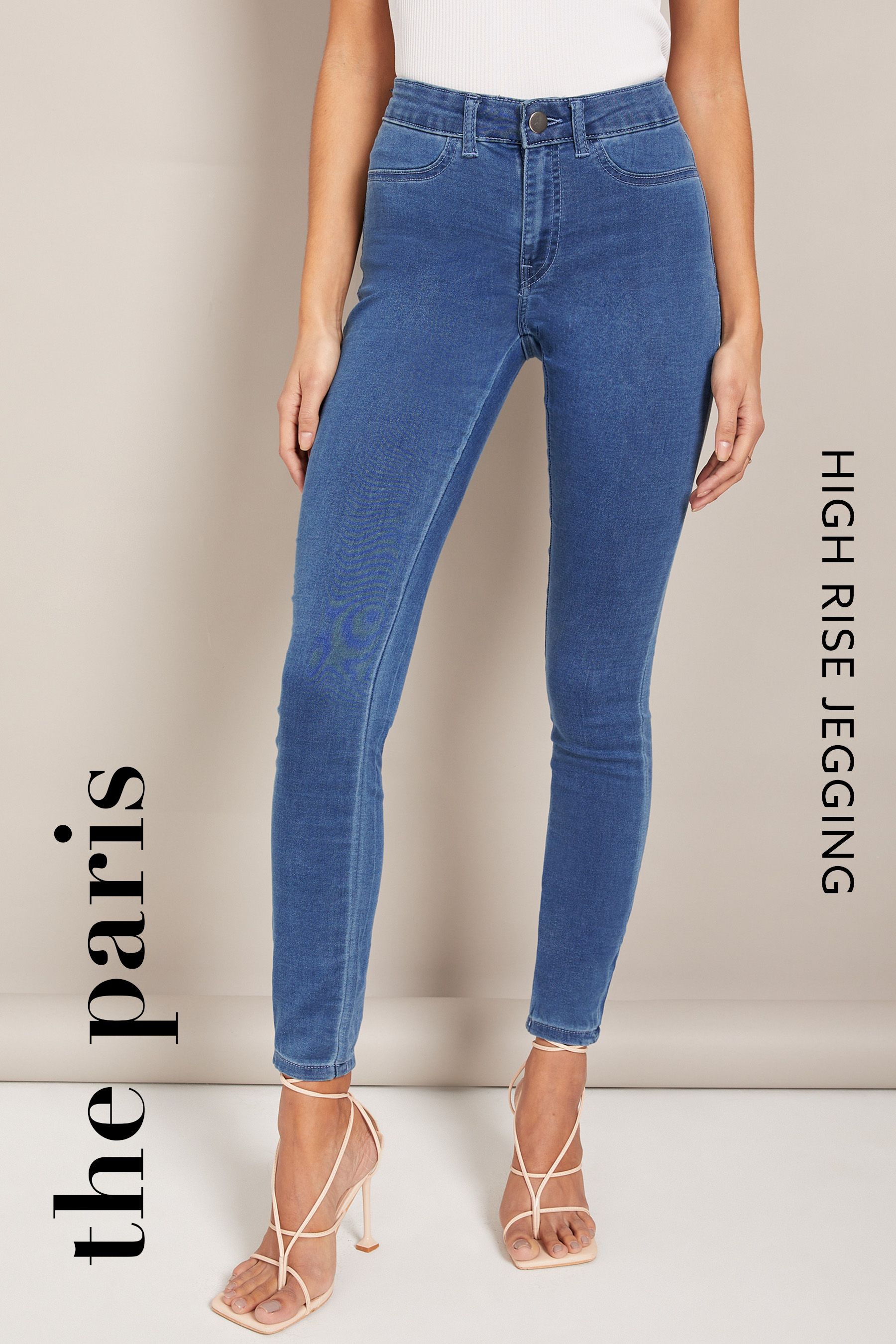 Buy Friends Like These Mid Blue Petite High Waisted Jeggings from Next Luxembourg