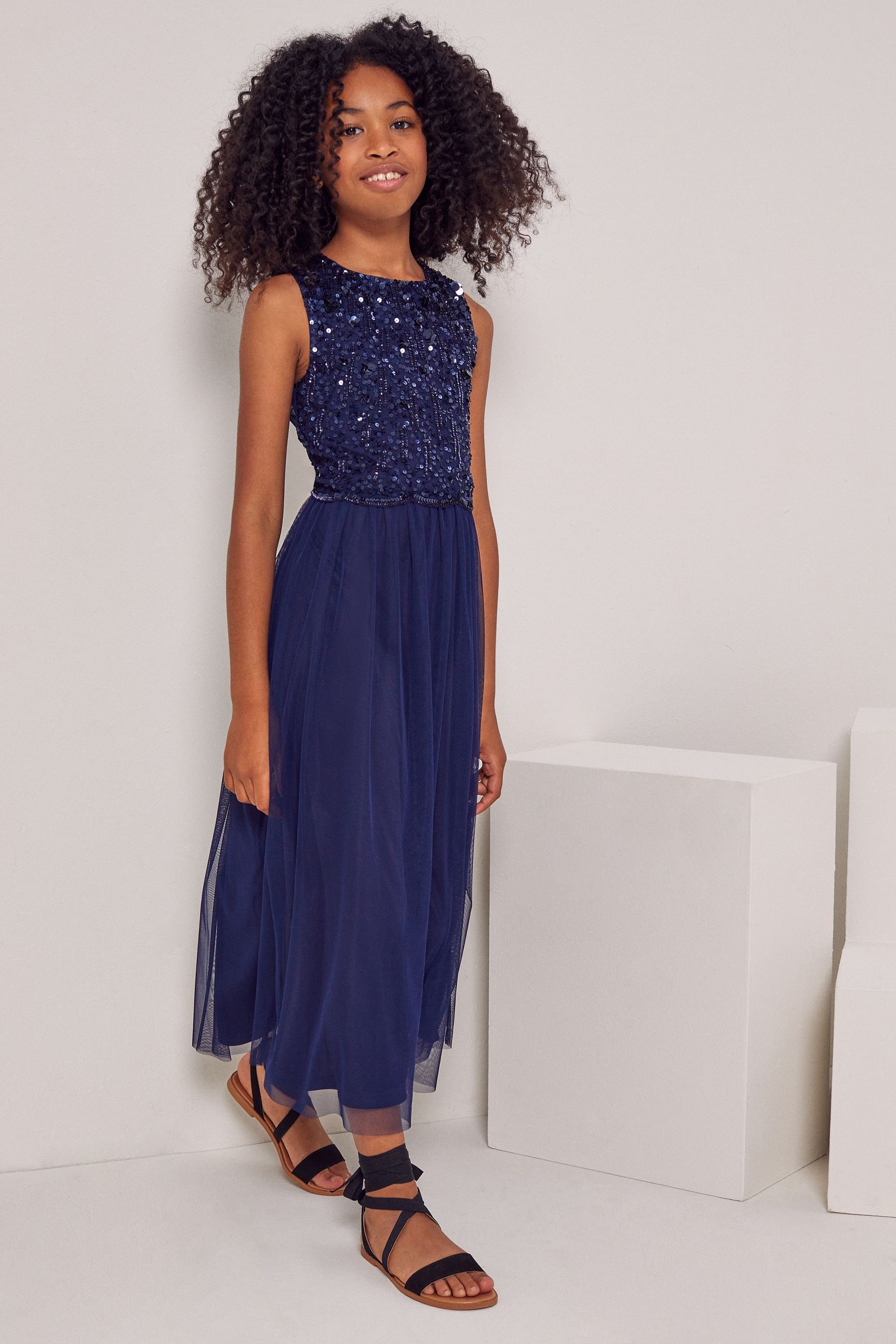 Buy Lipsy Navy Blue Sequin Bodice Occasion Maxi Dress from Next Luxembourg