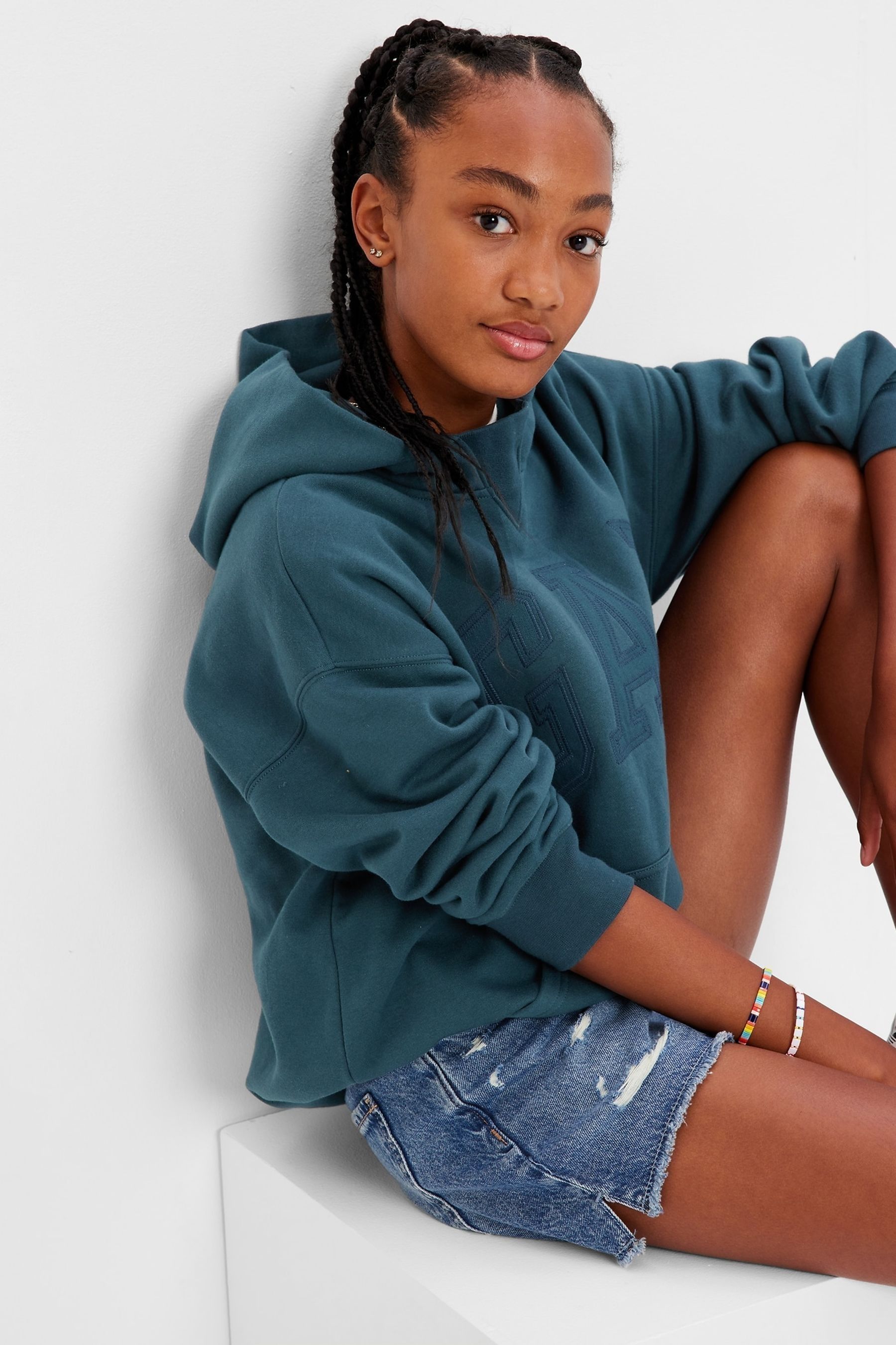 Buy Gap Turquoise Blue Logo Hoodie from Next Luxembourg