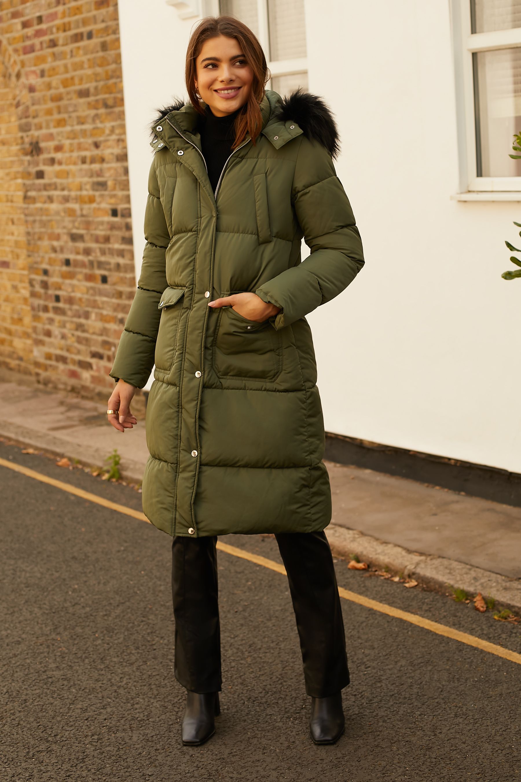 Buy Friends Like These Green Khaki Padded Duvet Coat a from Next Ireland